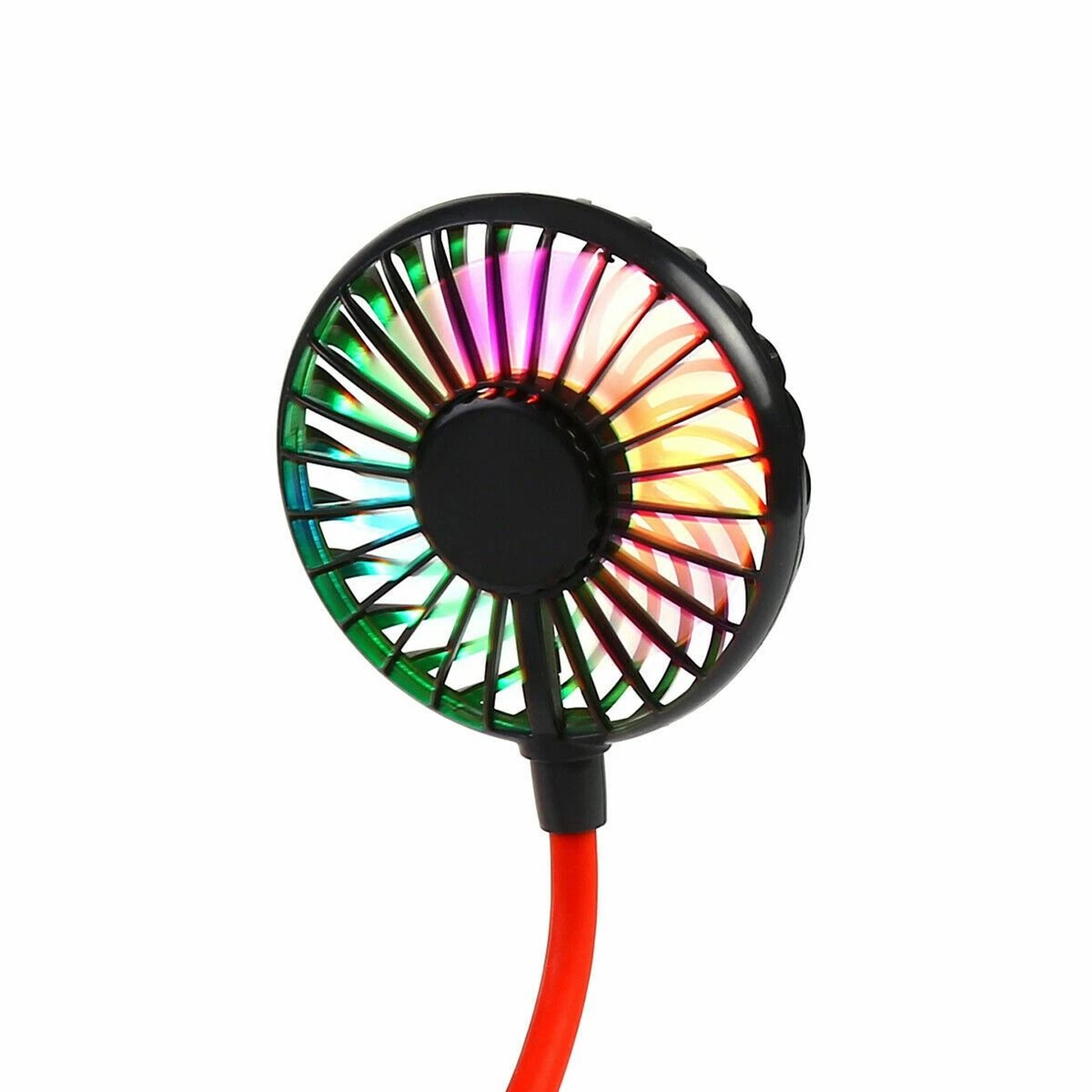 Rechargeable LED Portable Mini USB Neckband Fan Dual Cooling Neck Hanging Fan For Outdoor Travel An 3