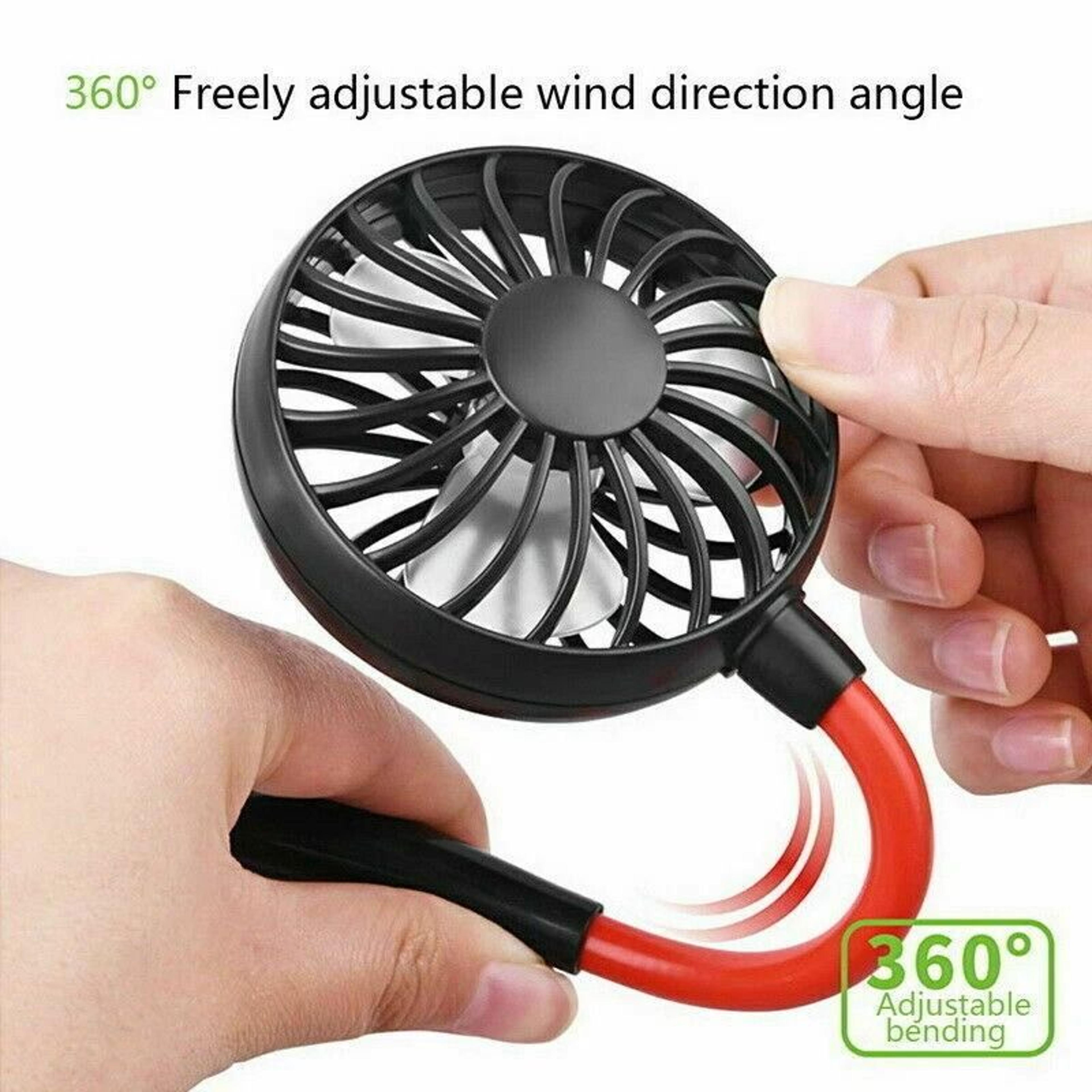 Rechargeable LED Portable Mini USB Neckband Fan Dual Cooling Neck Hanging Fan For Outdoor Travel An 5
