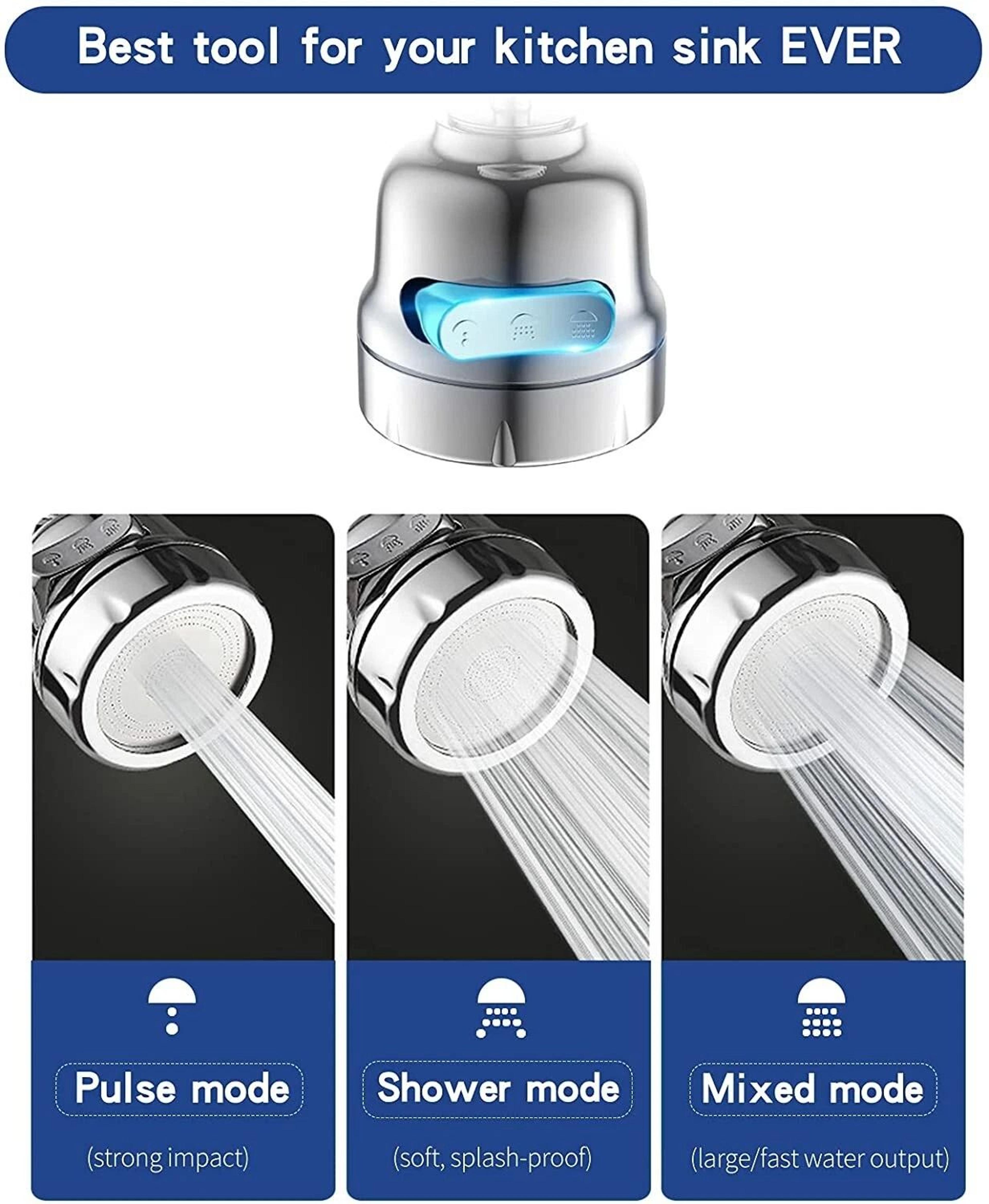 Water Saving Nozzle Sprayer Degree Rotating Faucet Movable Kitchen Tap Head For Easy Kitchen Tasks 8