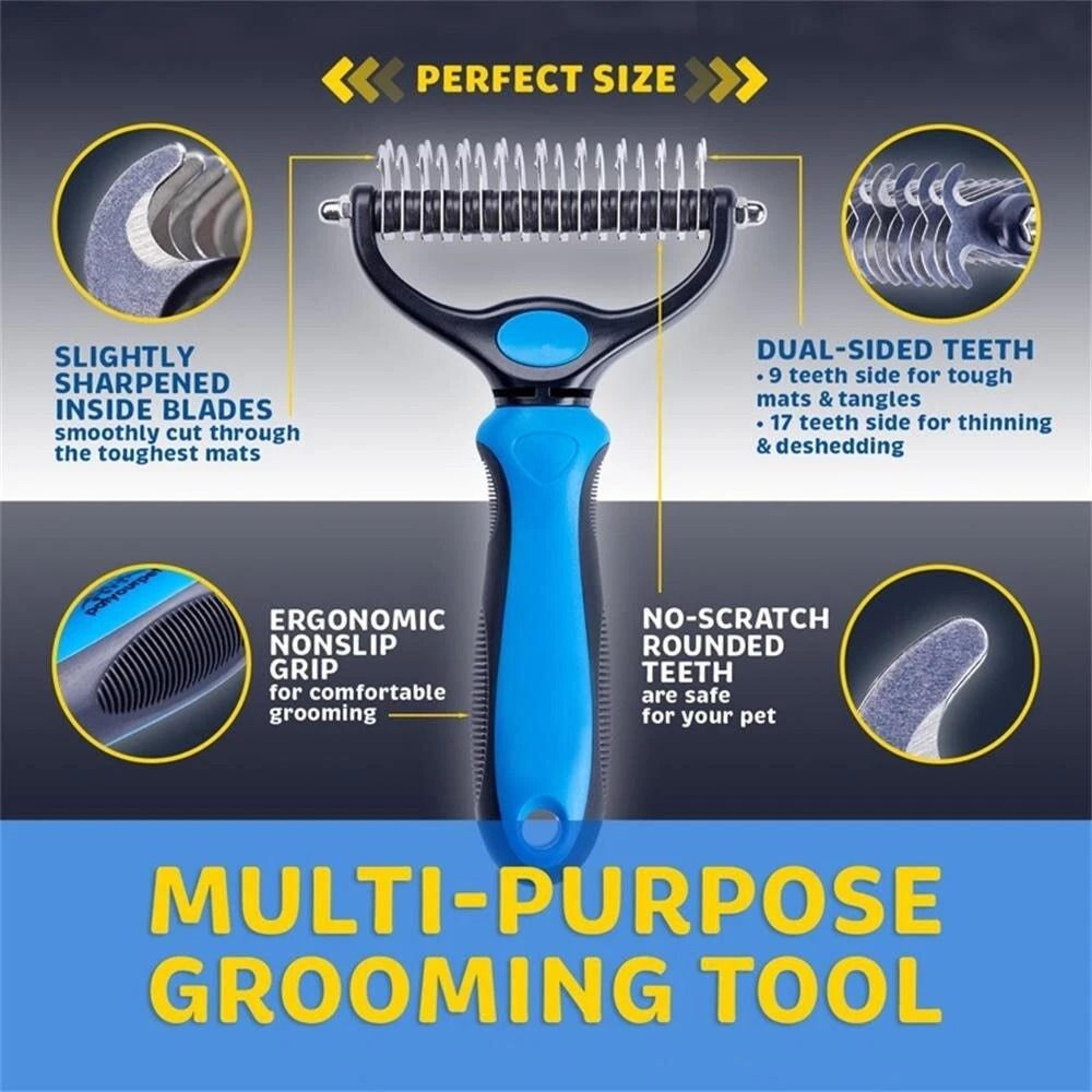 2 Sided Pet Shedding Brush Grooming Tool For Dogs  Cats Undercoat Comb For Pets 8