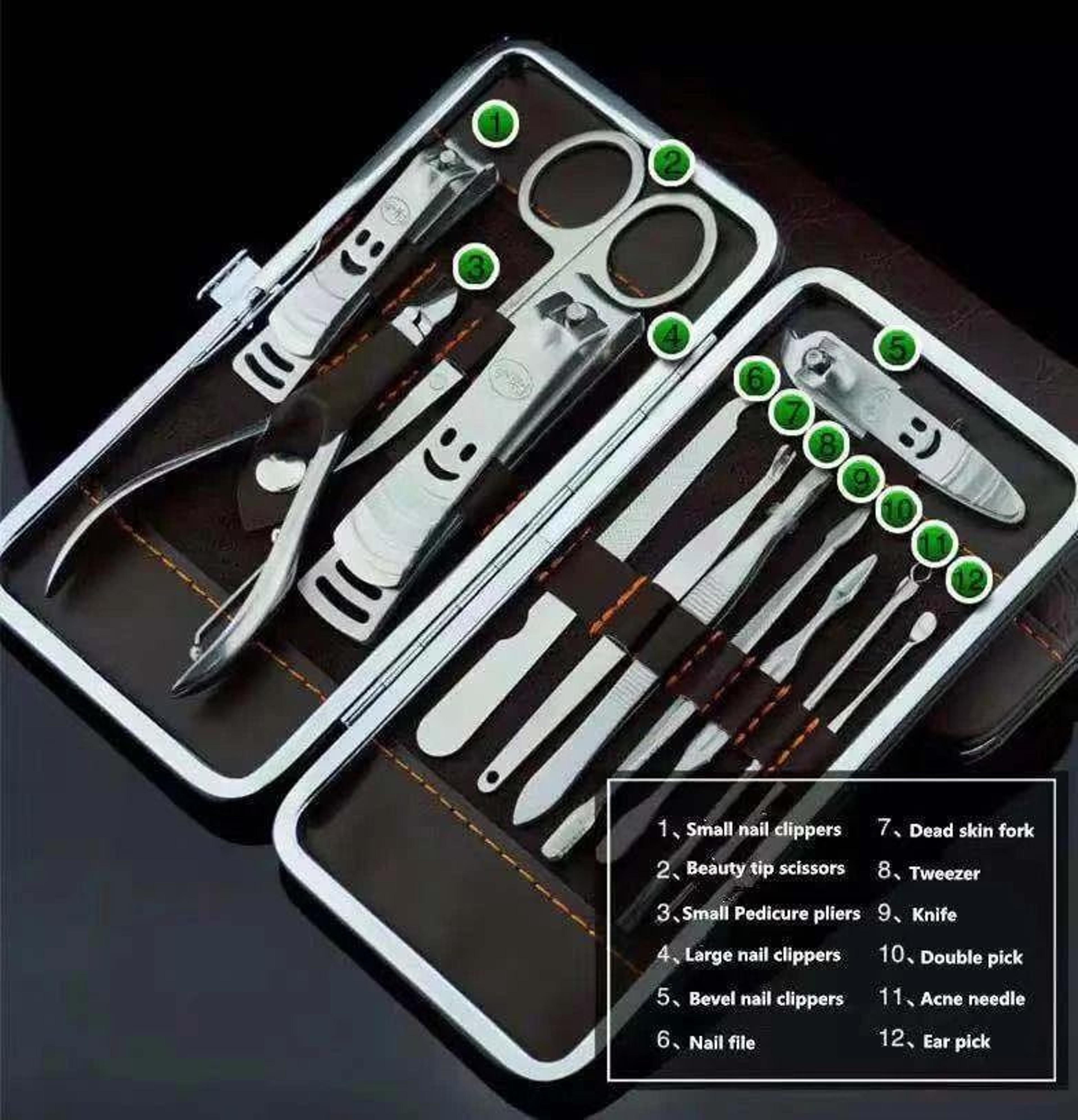 Nail Clippers Cleaner Pedicure Manicure Set Cuticle Grooming Kit Complete Tool Case For Nails 10