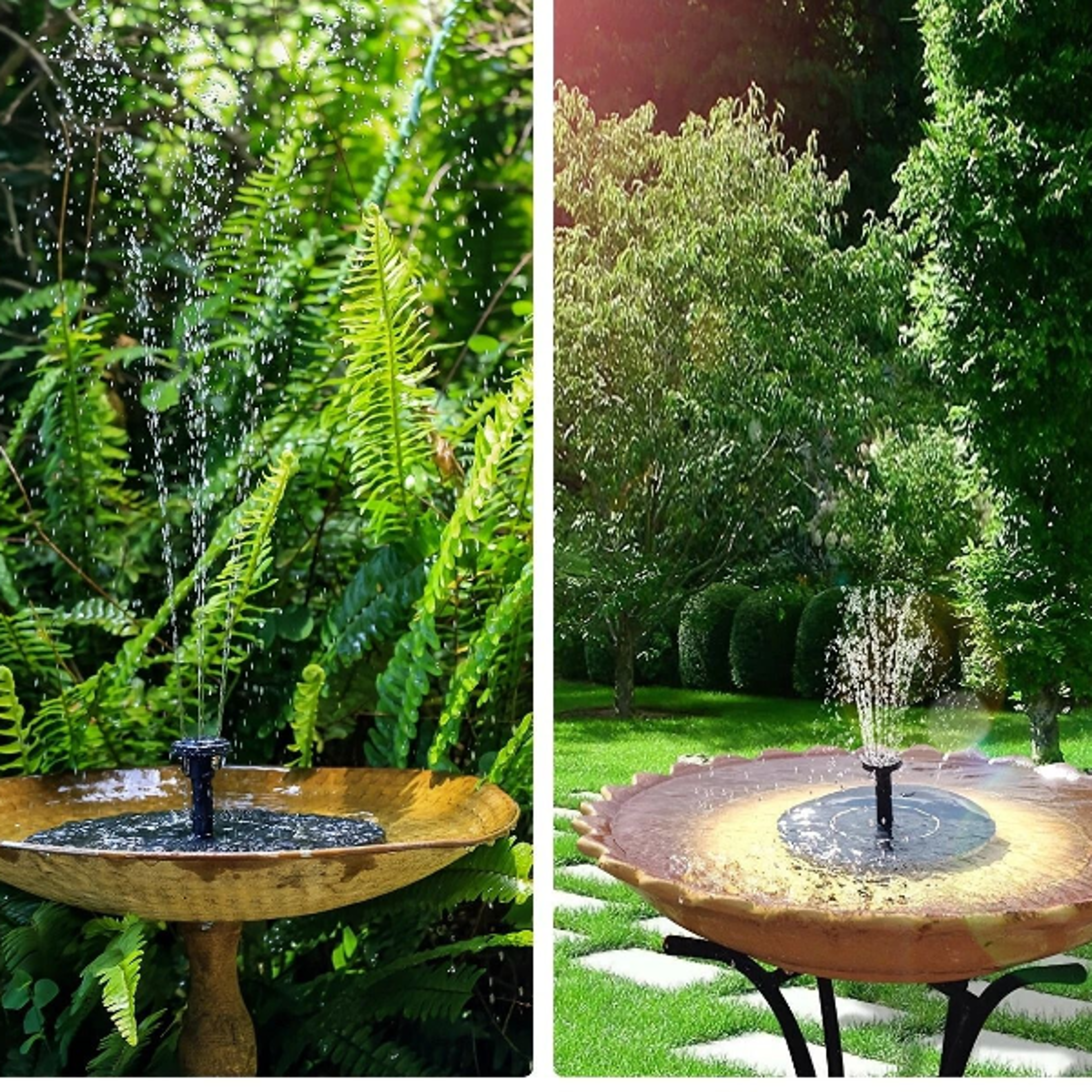 upgrade solar power bird bath fountain pump, solar fountain with nozzles for garden pond, outdoor water fountain