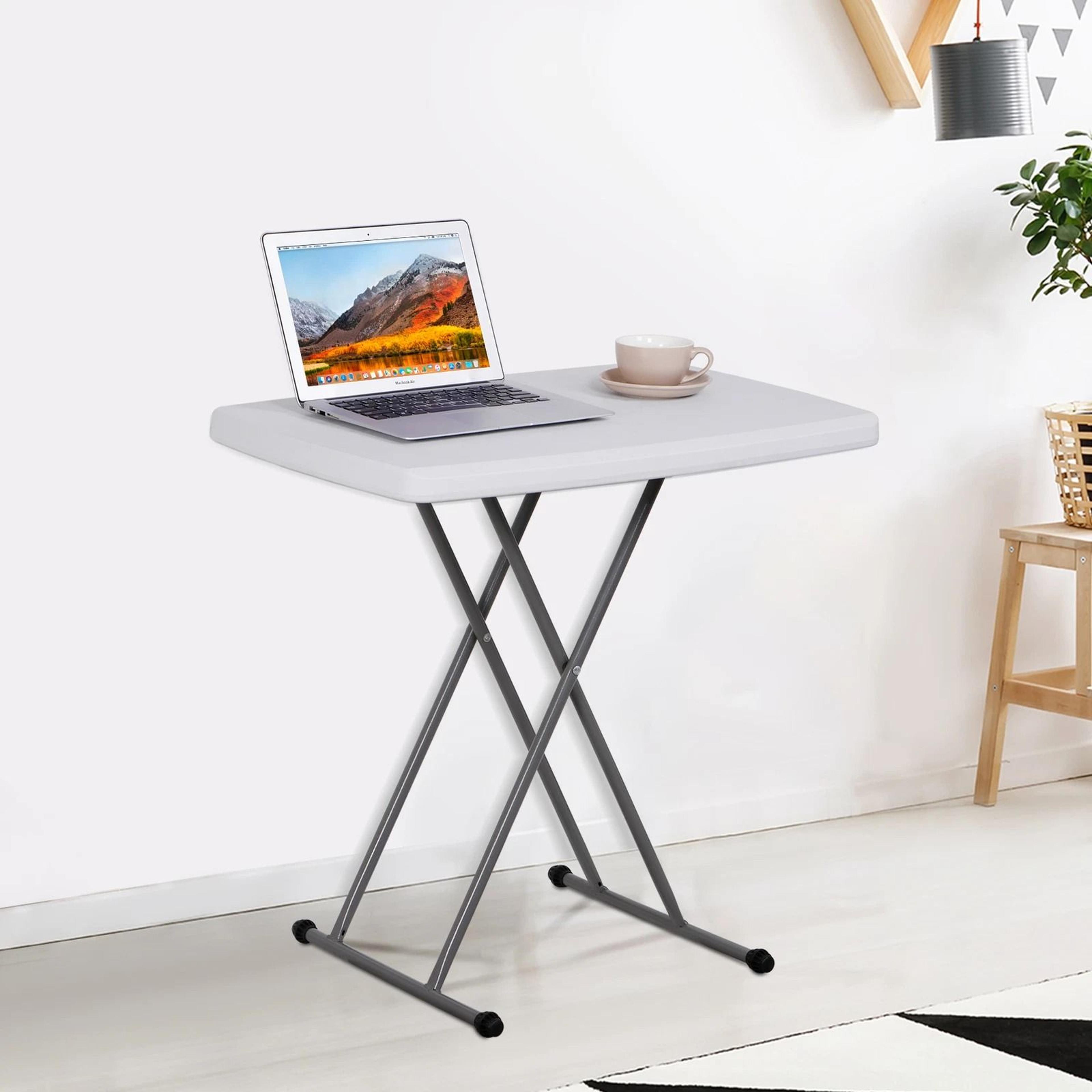 White Adjustable Folding Laptop Table TV Tray Writing Table Card Table  Compact Foldable And Conven 1