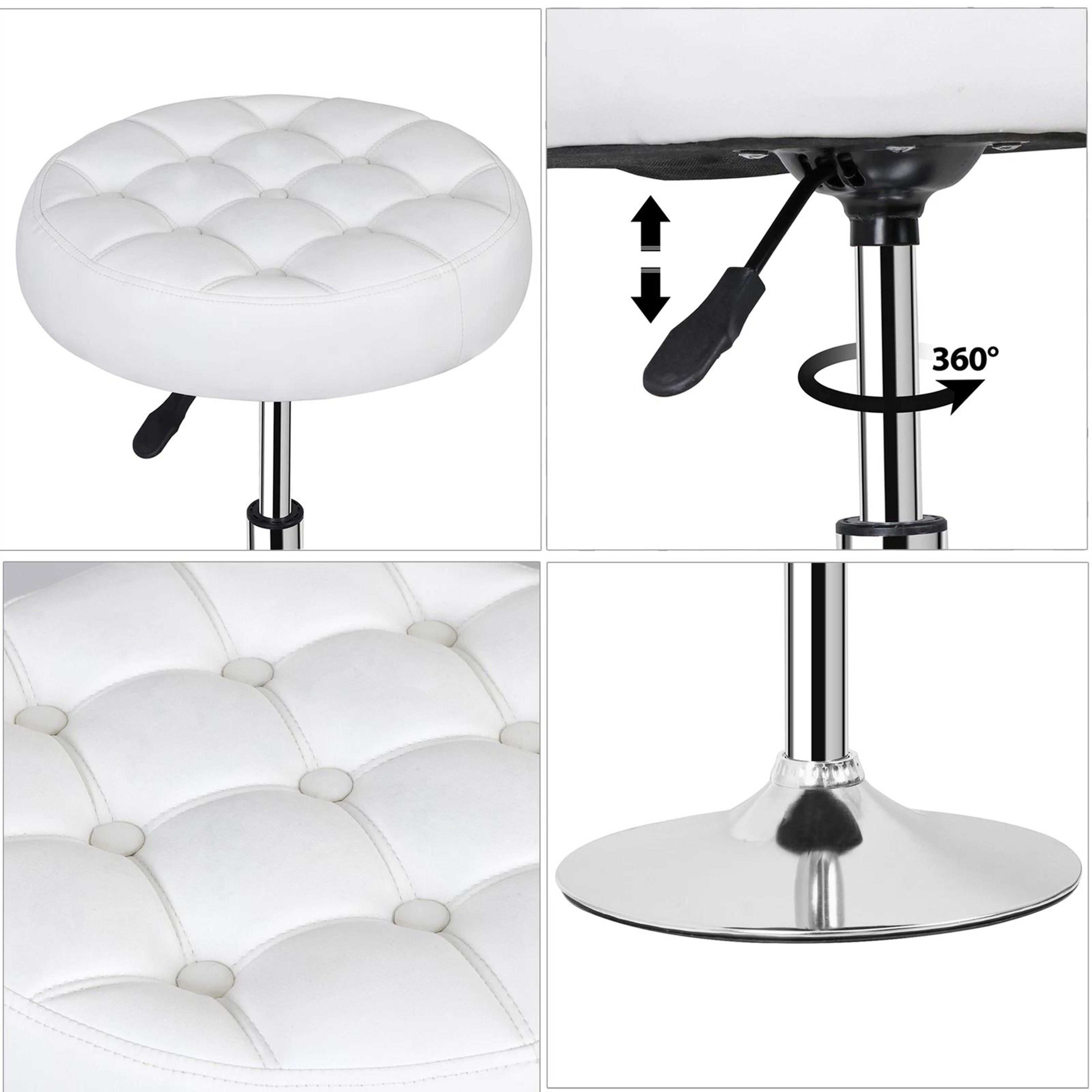 PU Leather Swivel Makeup Stool Adjustable Round Ottoman Vanity Stool Chair 7