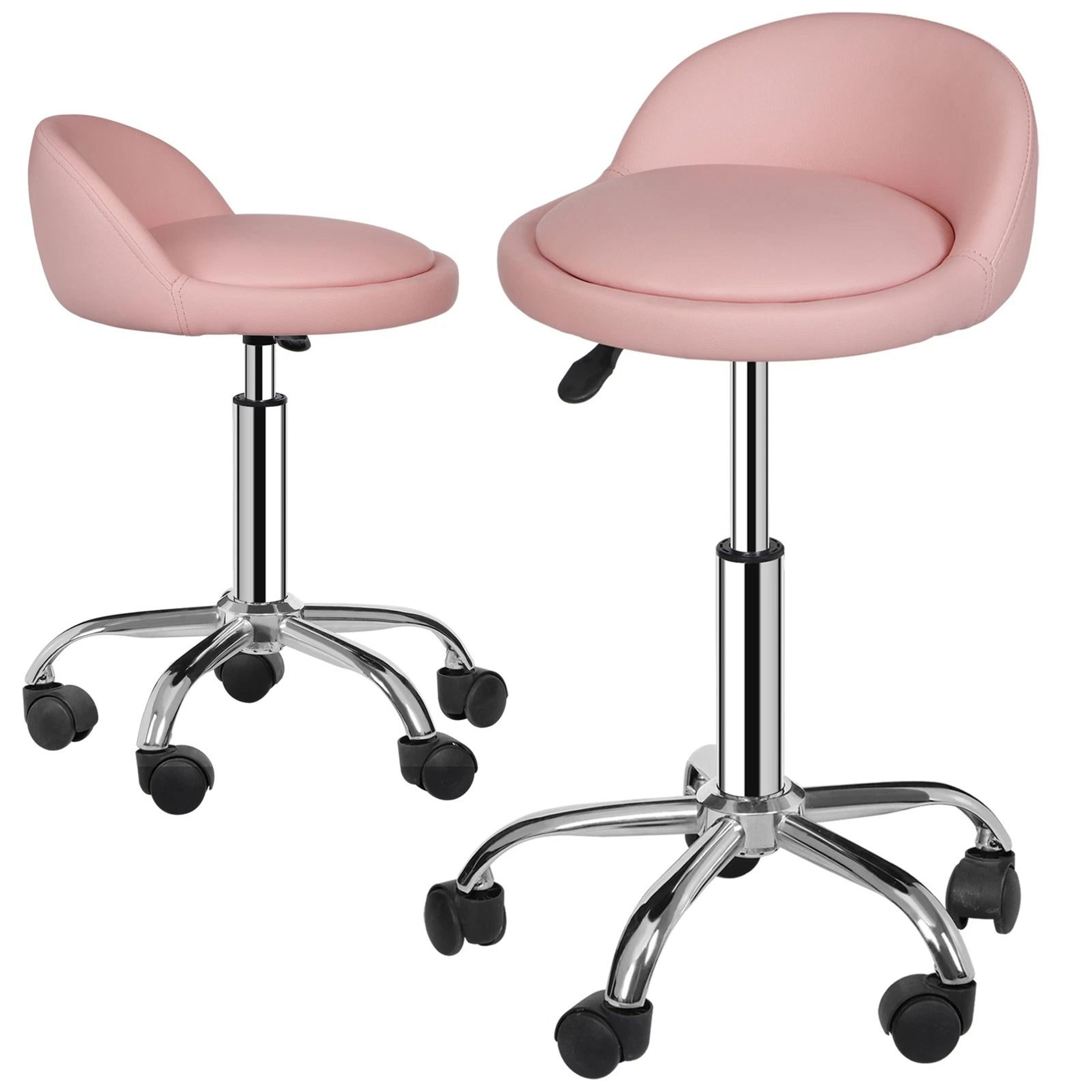 Hydraulic Saddle Rolling Chair Adjustable Salon Stool Tattoo Facial Massage Pink 2