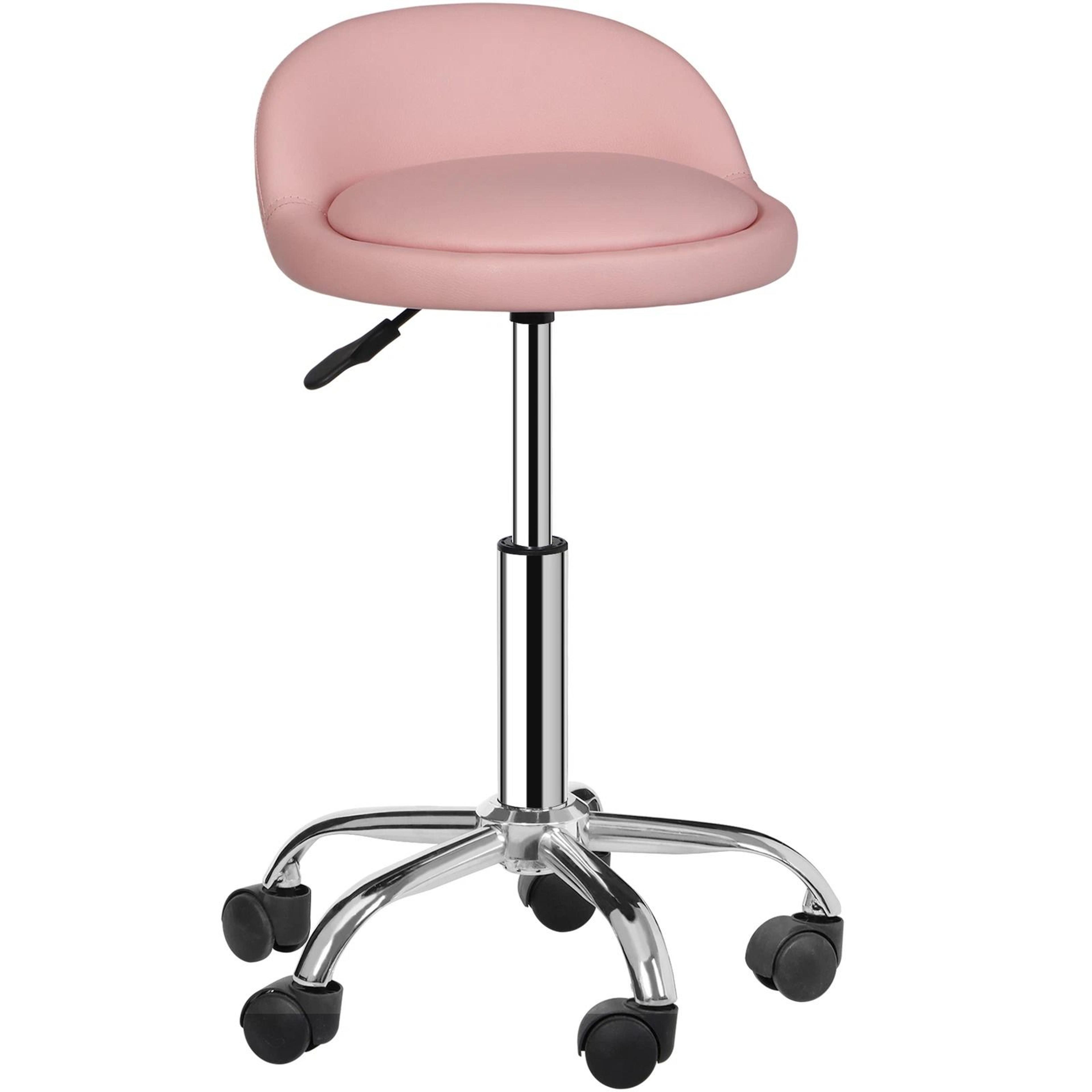 Hydraulic Saddle Rolling Chair Adjustable Salon Stool Tattoo Facial Massage Pink 7
