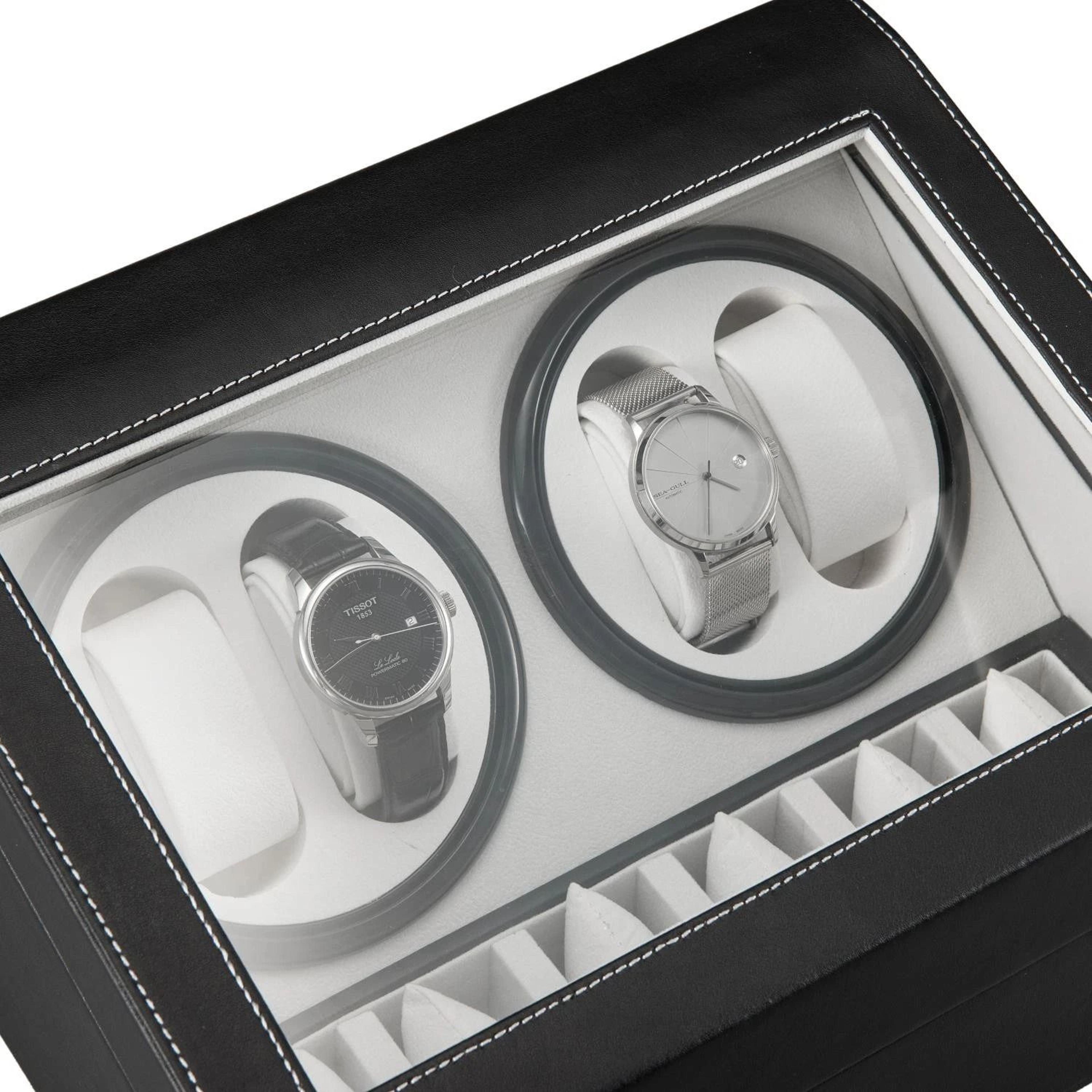 Luxury Automatic Rotation Leather Watch Storage Box Elegant Wood Display Case For Watches Perfect W 4