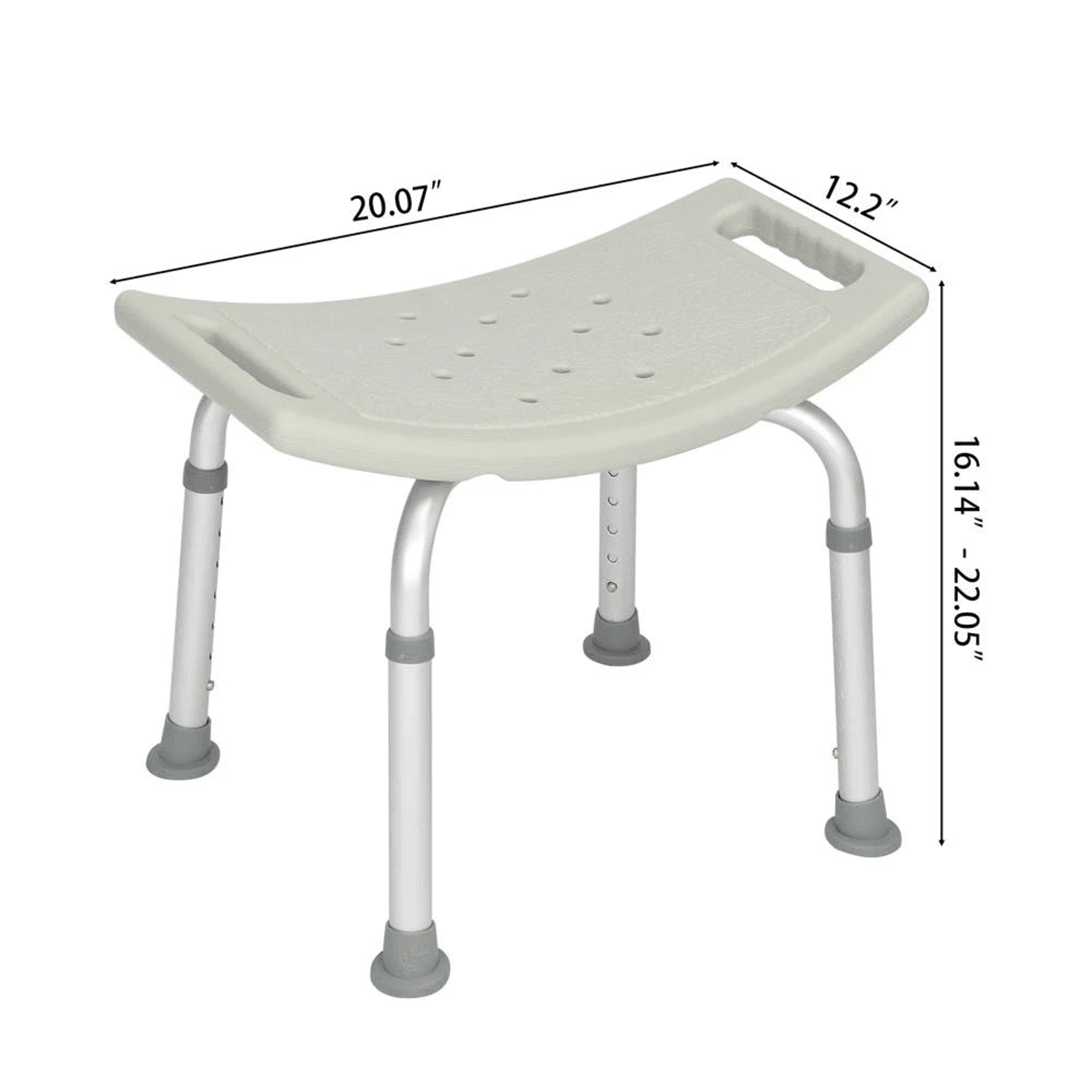 Adjustable Grey Bath Shower Chair Medical Bench For Bathtub 7 Height Stool Seat 7