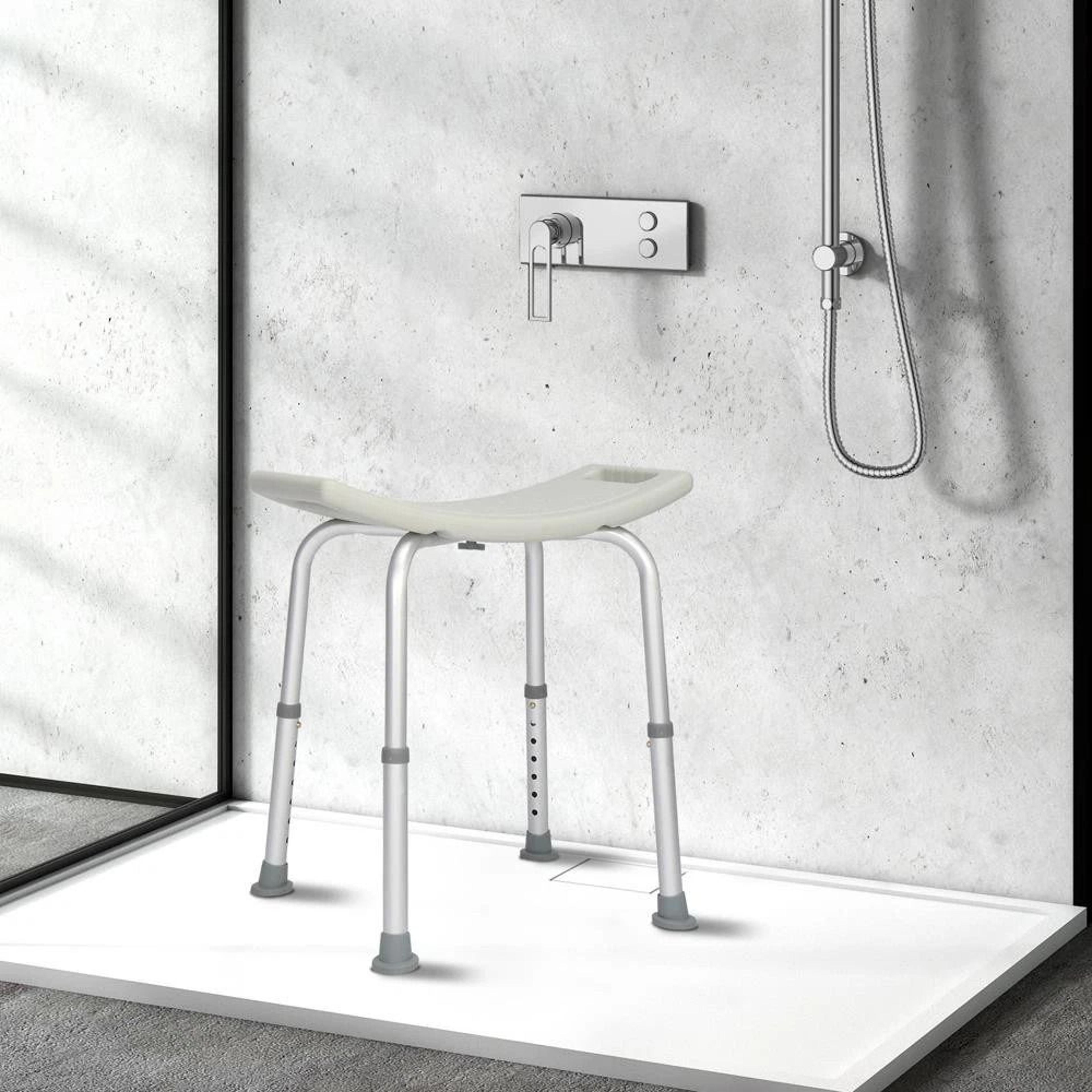 Adjustable Grey Bath Shower Chair Medical Bench For Bathtub 7 Height Stool Seat 1