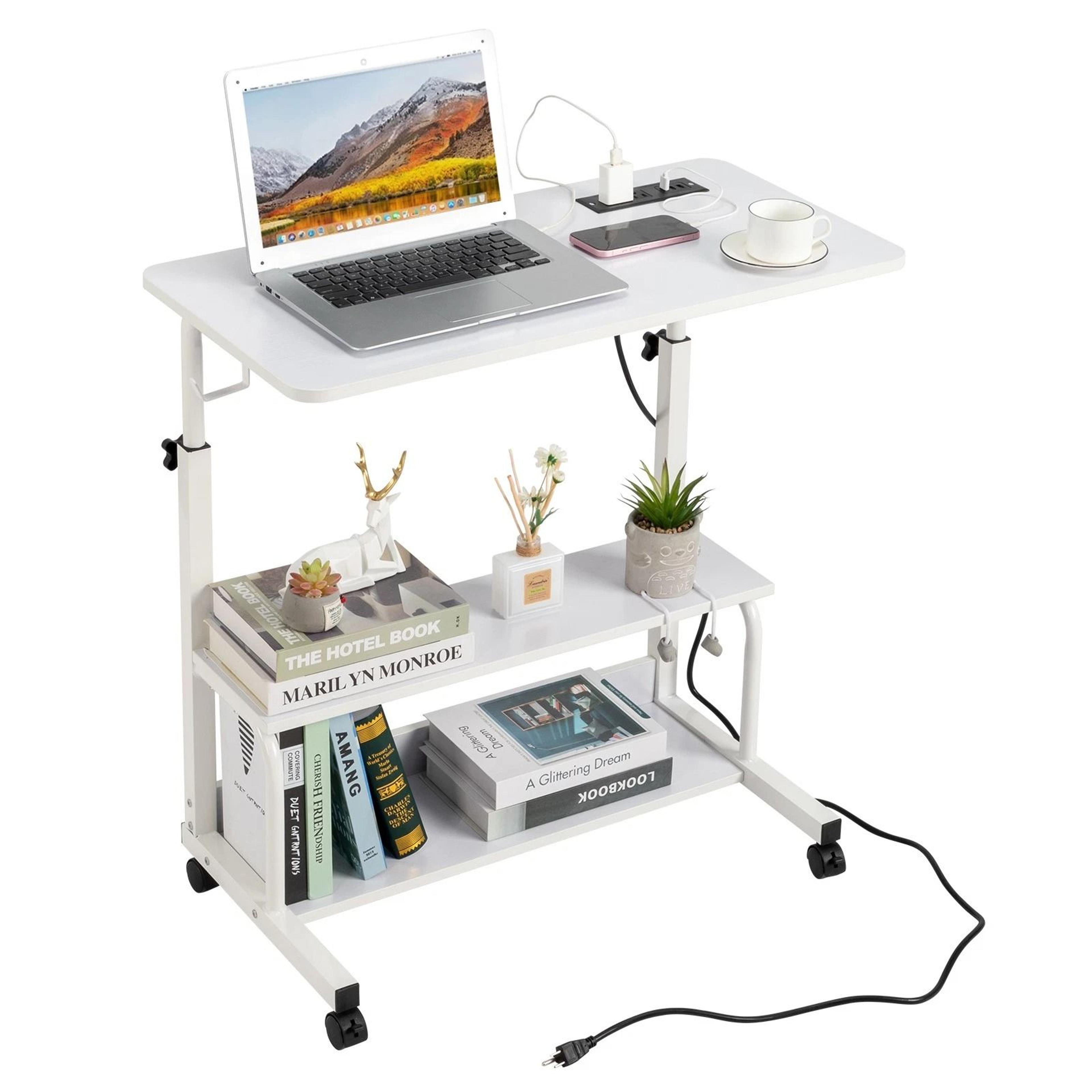 Hospital Bed Table With Holder Adjustable Overbed Rolling Laptop Desk Stand  Ideal For Home  Medica 9