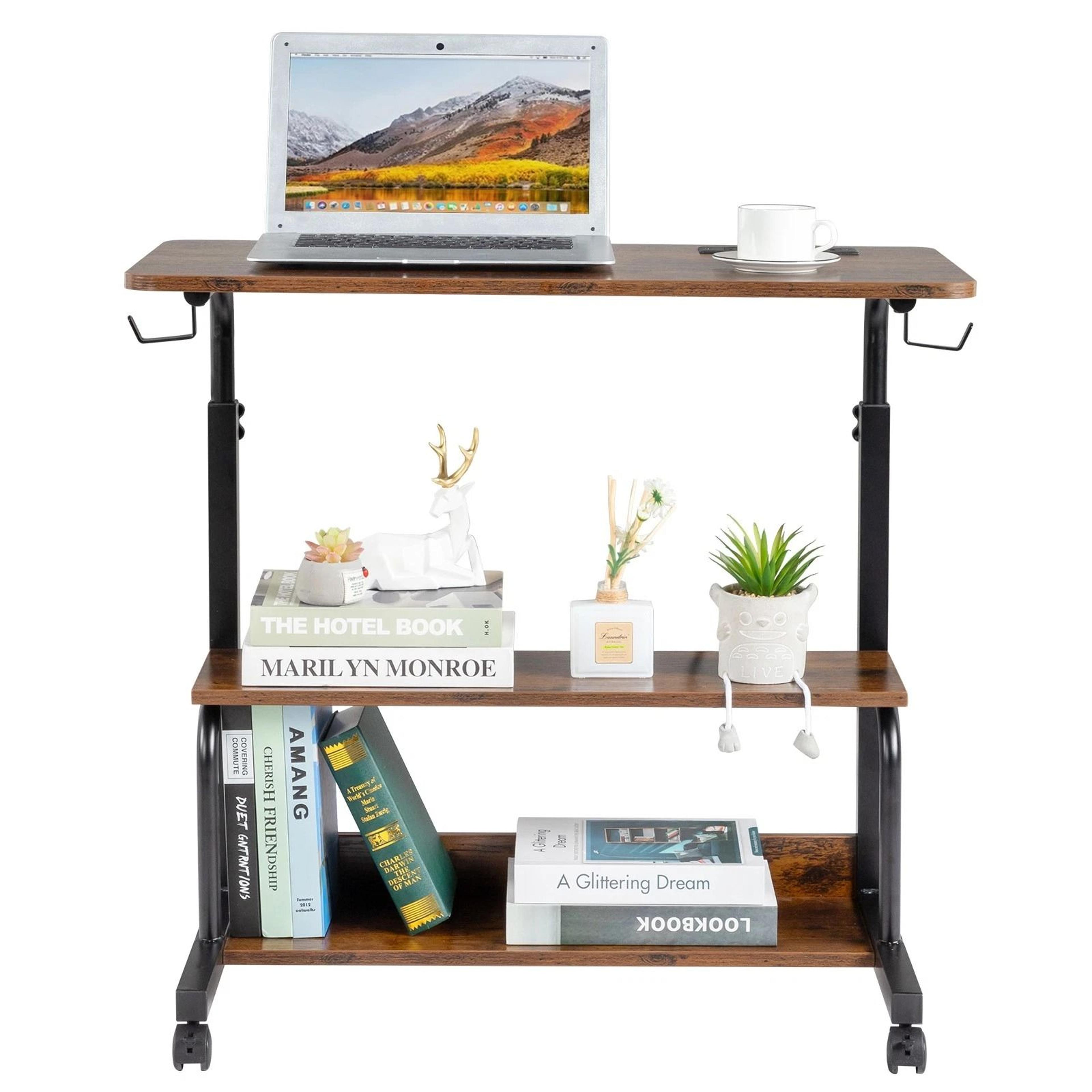Hospital Bed Table With Holder Adjustable Overbed Rolling Laptop Desk Stand  Ideal For Home  Medica 6