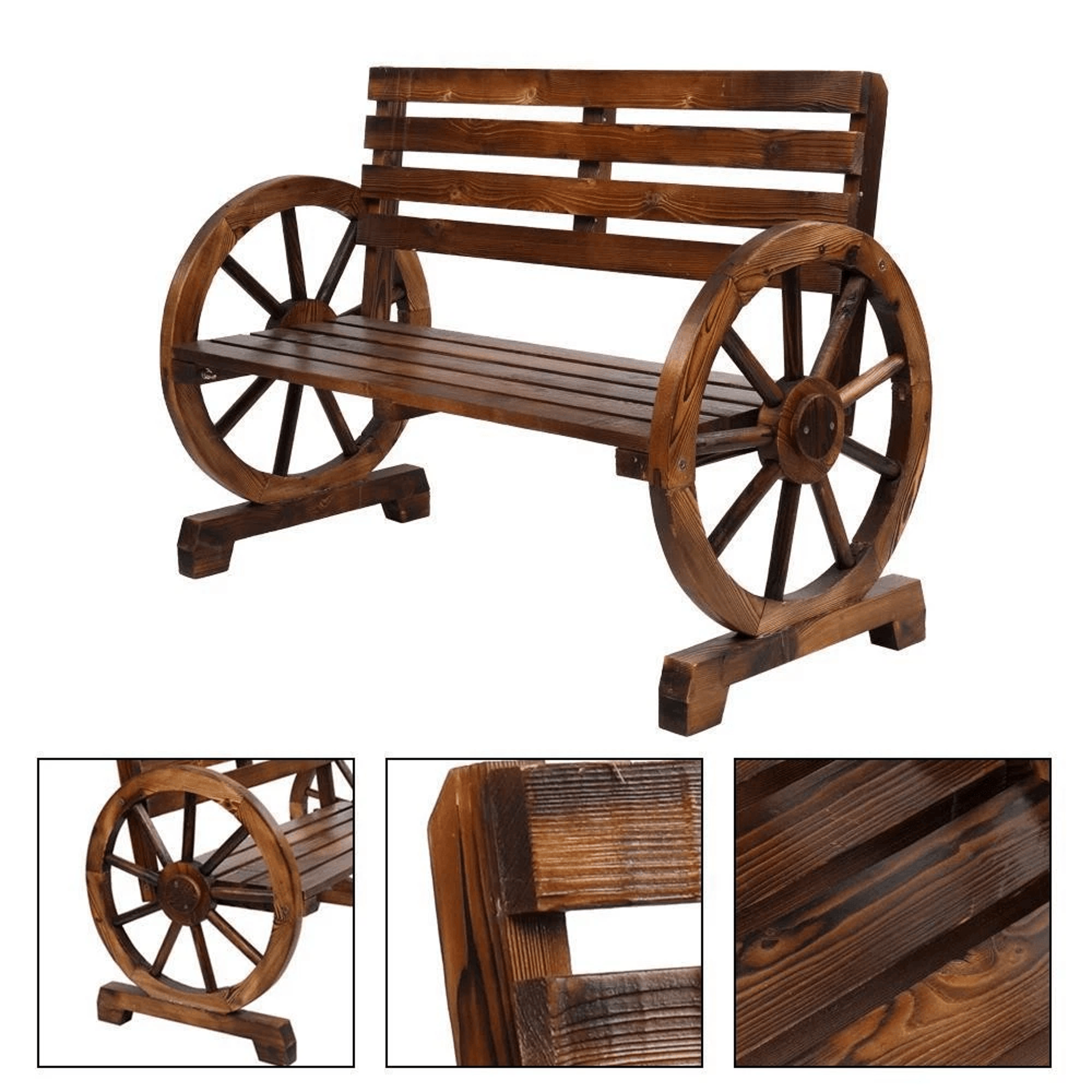 Rustic Loveseat Outdoor Wooden Garden Bench Wagon Patio Furniture For Stylish Outdoor Spaces 1
