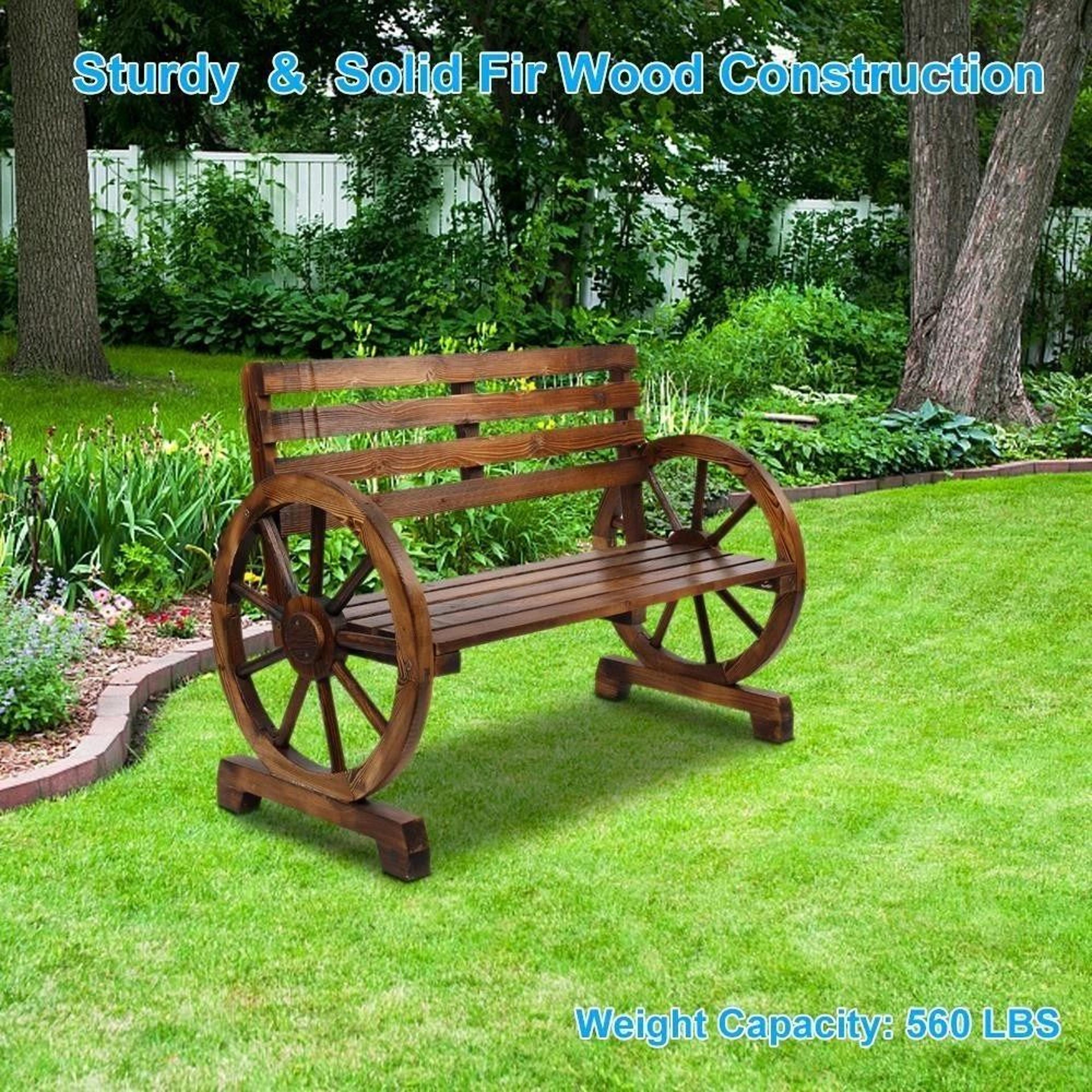 Rustic Loveseat Outdoor Wooden Garden Bench Wagon Patio Furniture For Stylish Outdoor Spaces 3