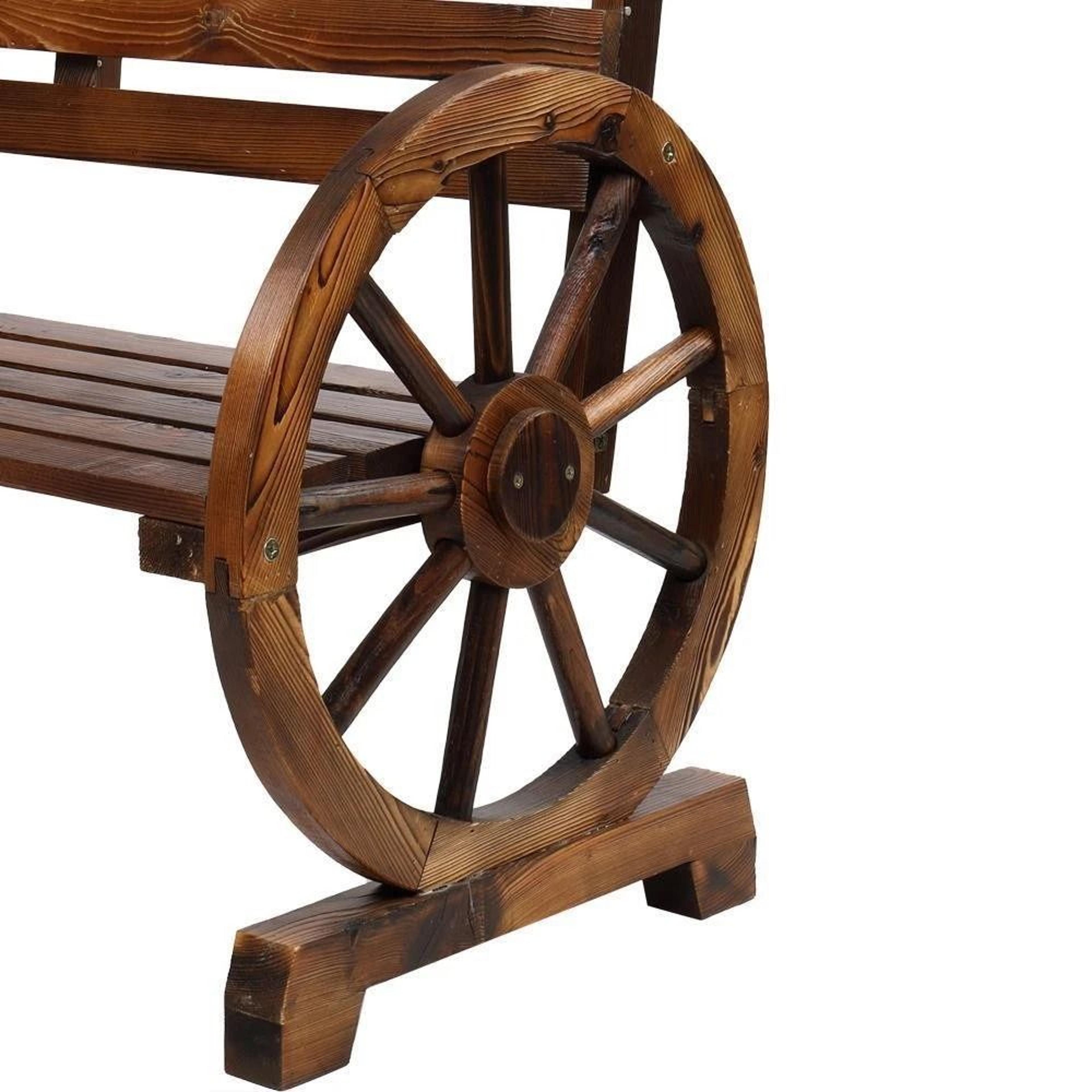 Rustic Loveseat Outdoor Wooden Garden Bench Wagon Patio Furniture For Stylish Outdoor Spaces 4
