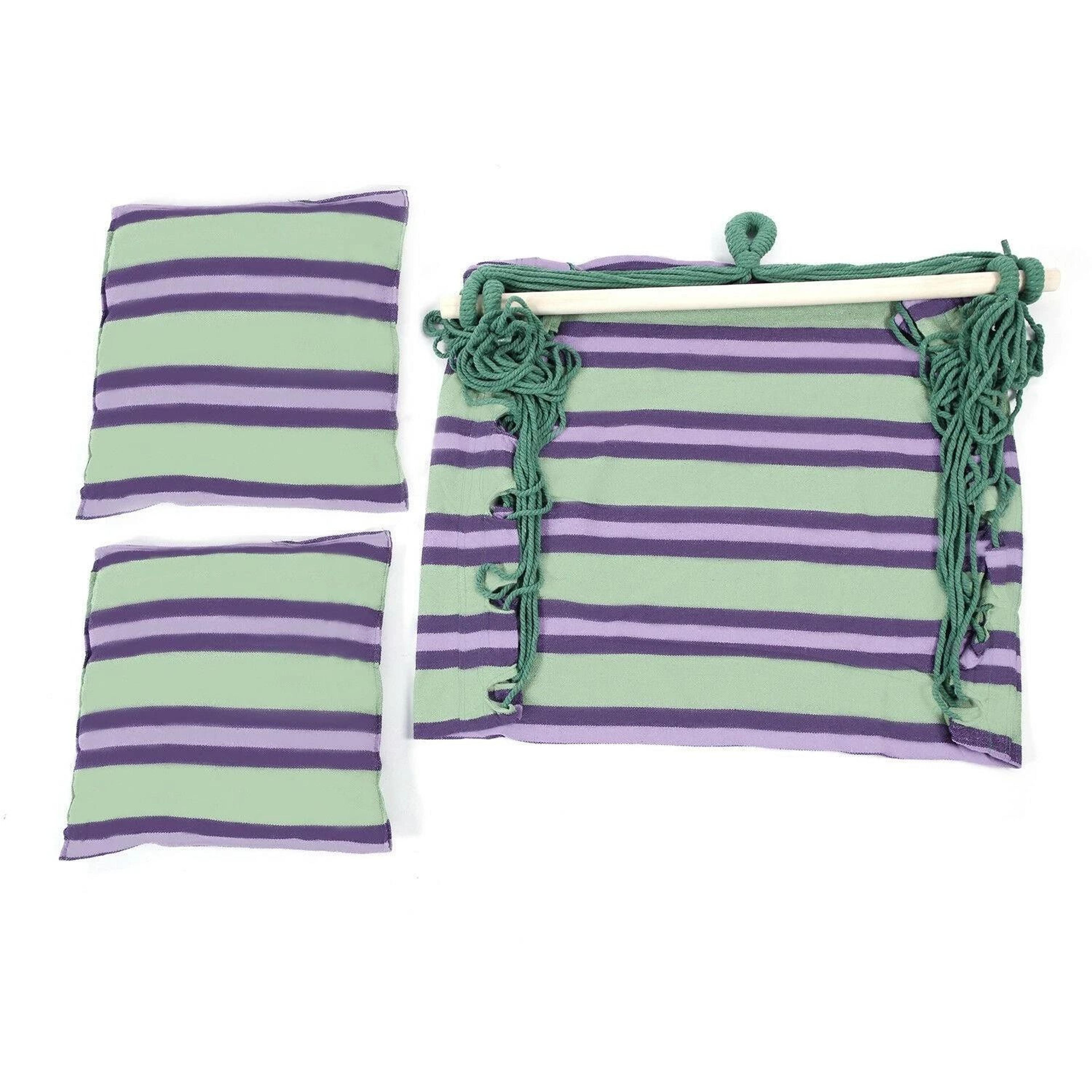 Green Distinctive Cotton Canvas Hanging Rope Chair Comfortable Pillows For Indoor  Outdoor Relaxing 4