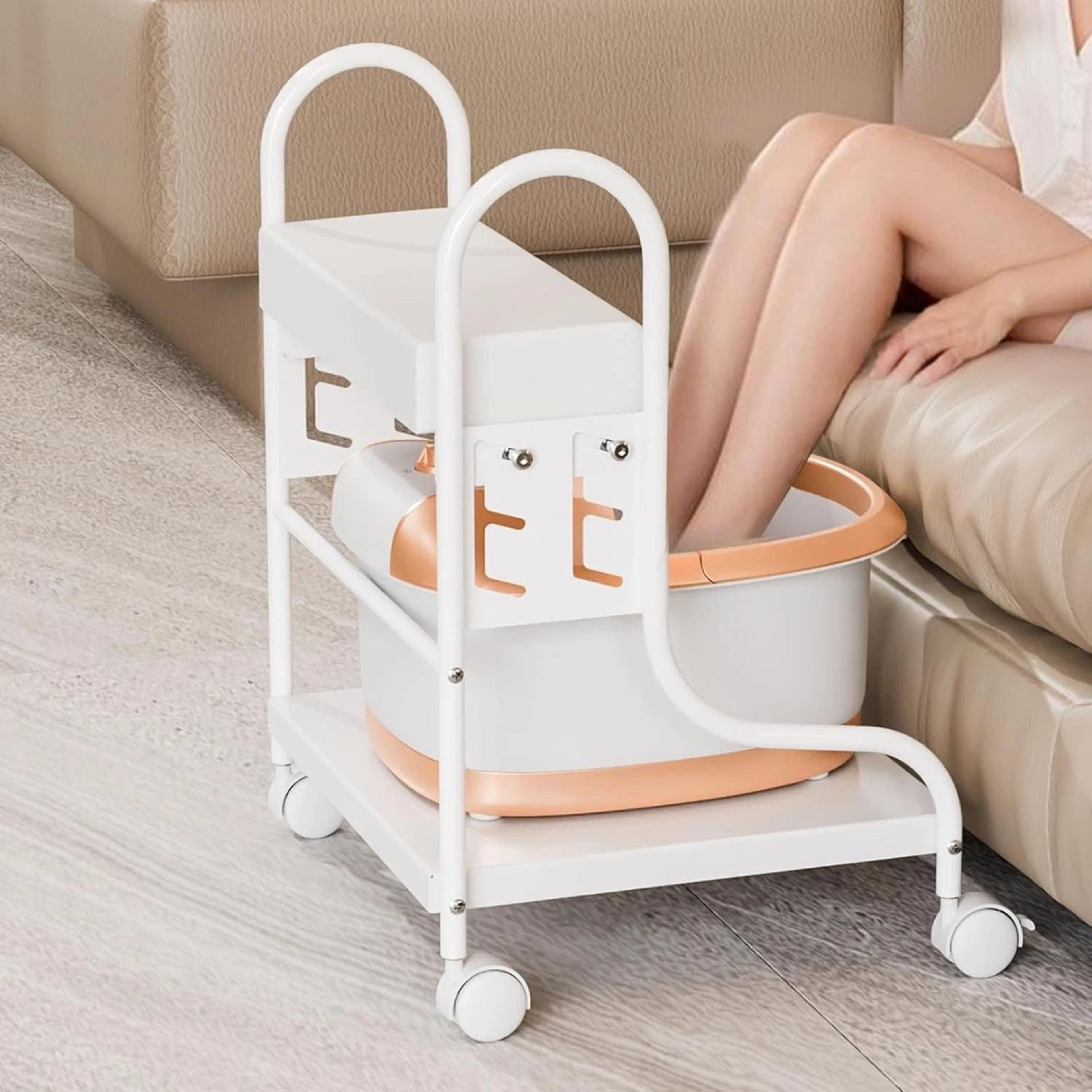 nail & foot spa cart, adjustable height trolley with pu pad, locking casters for comfort and durability