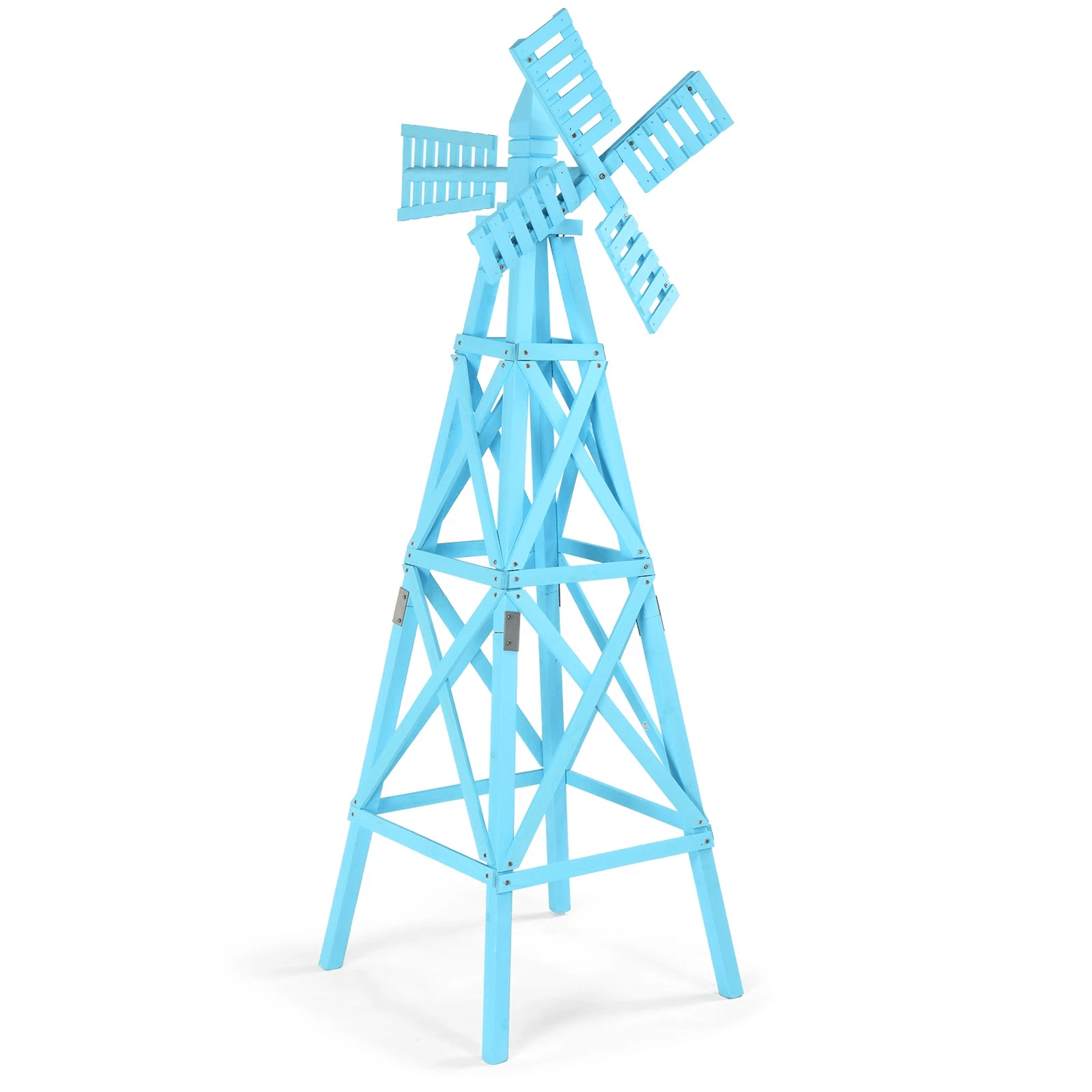 Garden 2Layer CrossJointed Wooden Windmill Weathervane With Head Backyard Decor 12