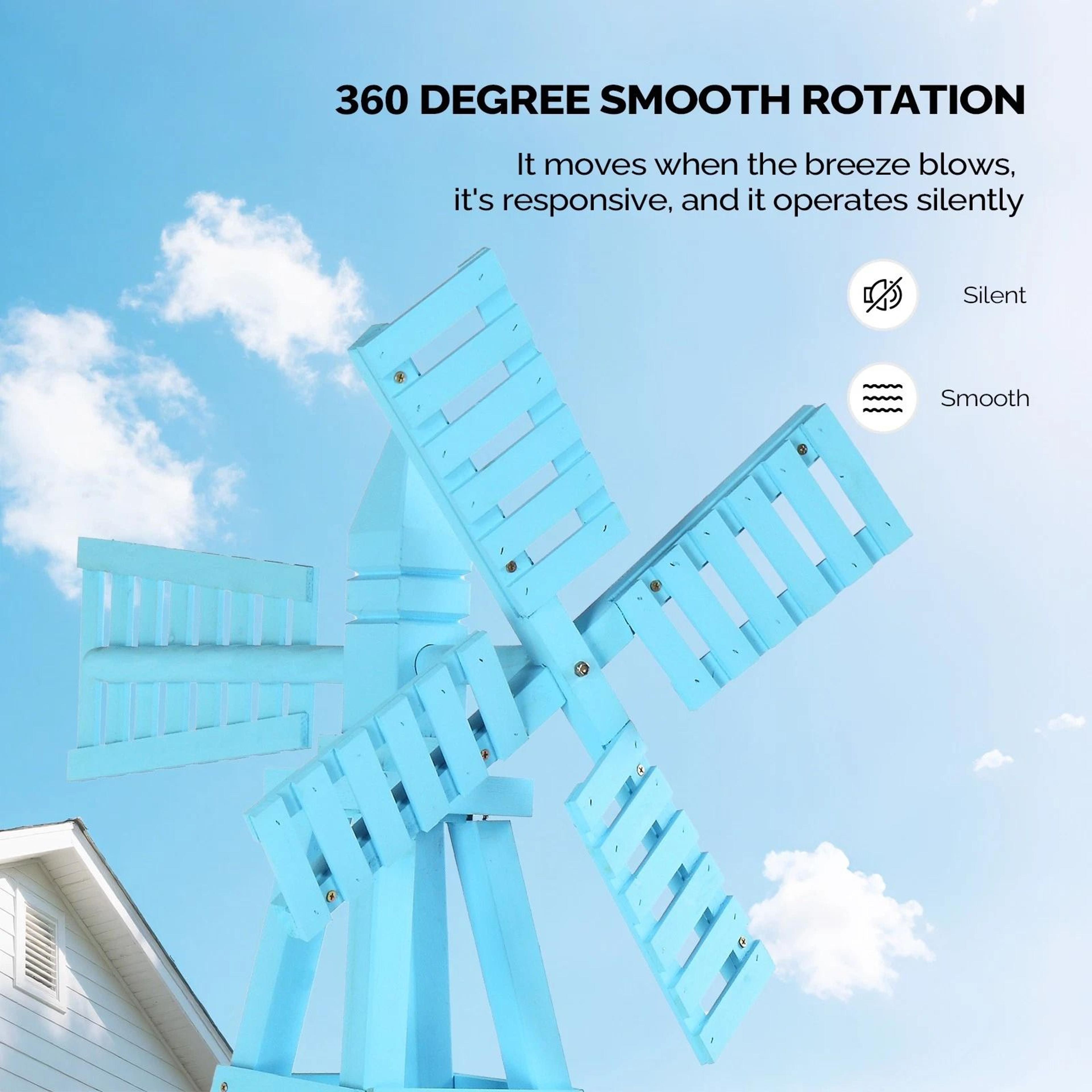 Garden 2Layer CrossJointed Wooden Windmill Weathervane With Head Backyard Decor 5