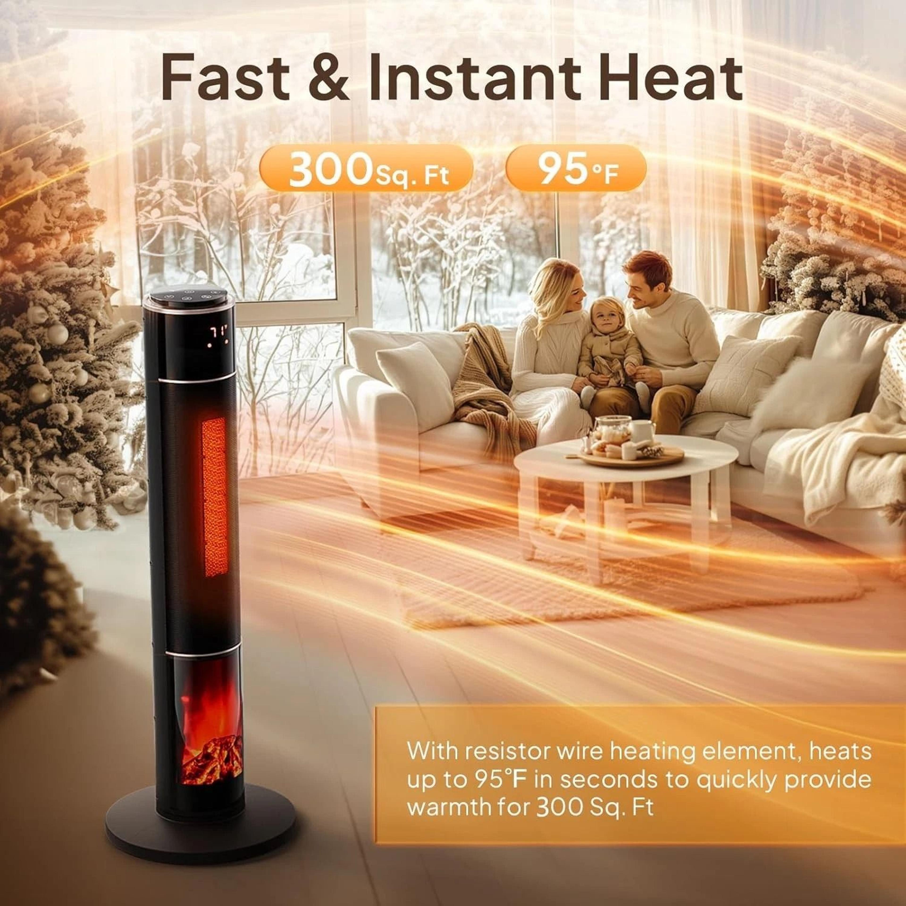 Electric Space Tower Heater WRemote TipOver Protection Overheating Safety Feature 8