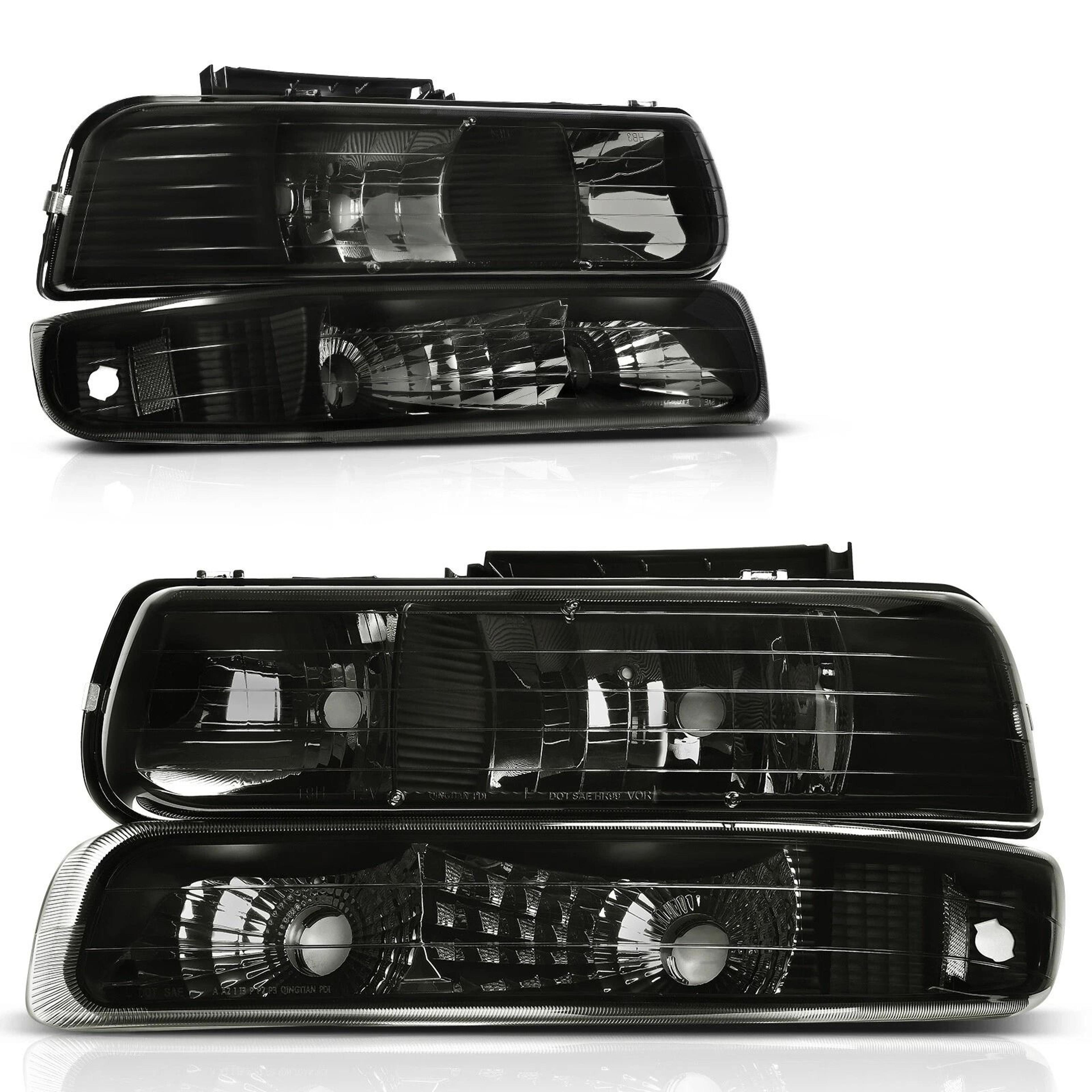 smoke lens headlights, bumper lamps silverado, tahoe, suburban – custom fit, improved design