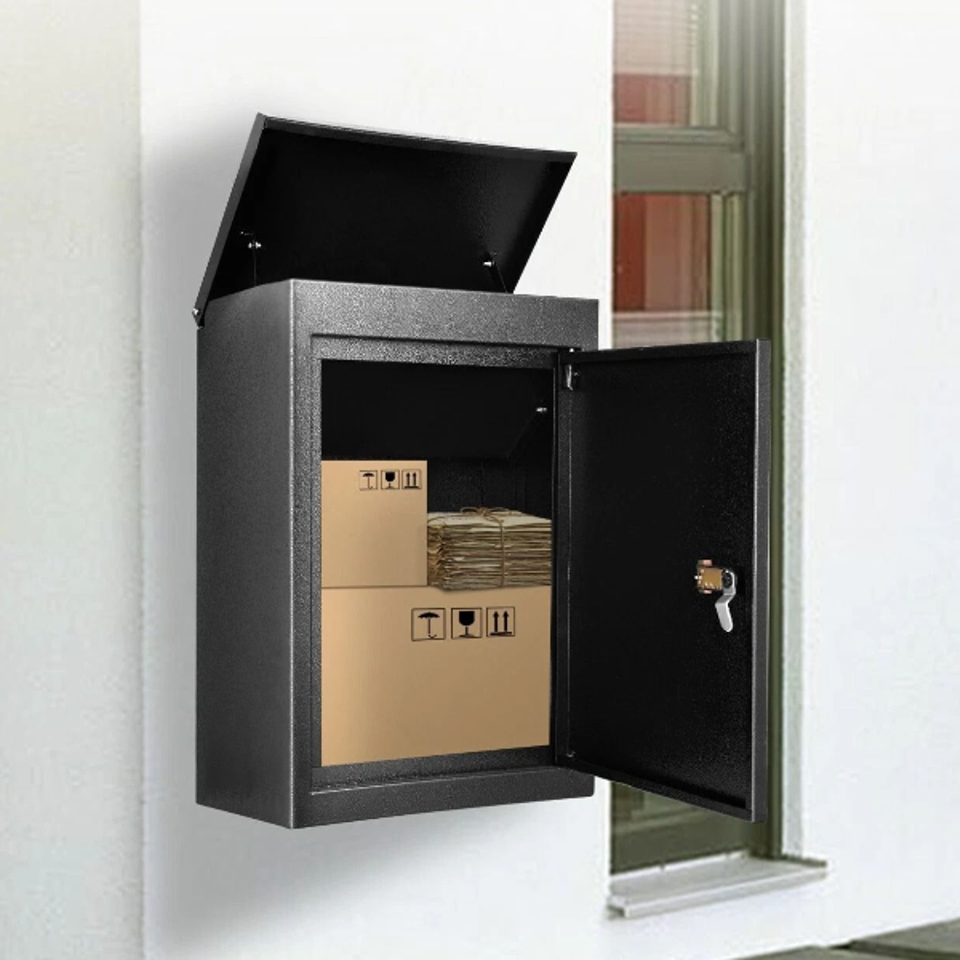 secure wall-mount large package letter delivery box with coded lock, ideal for office, home uses