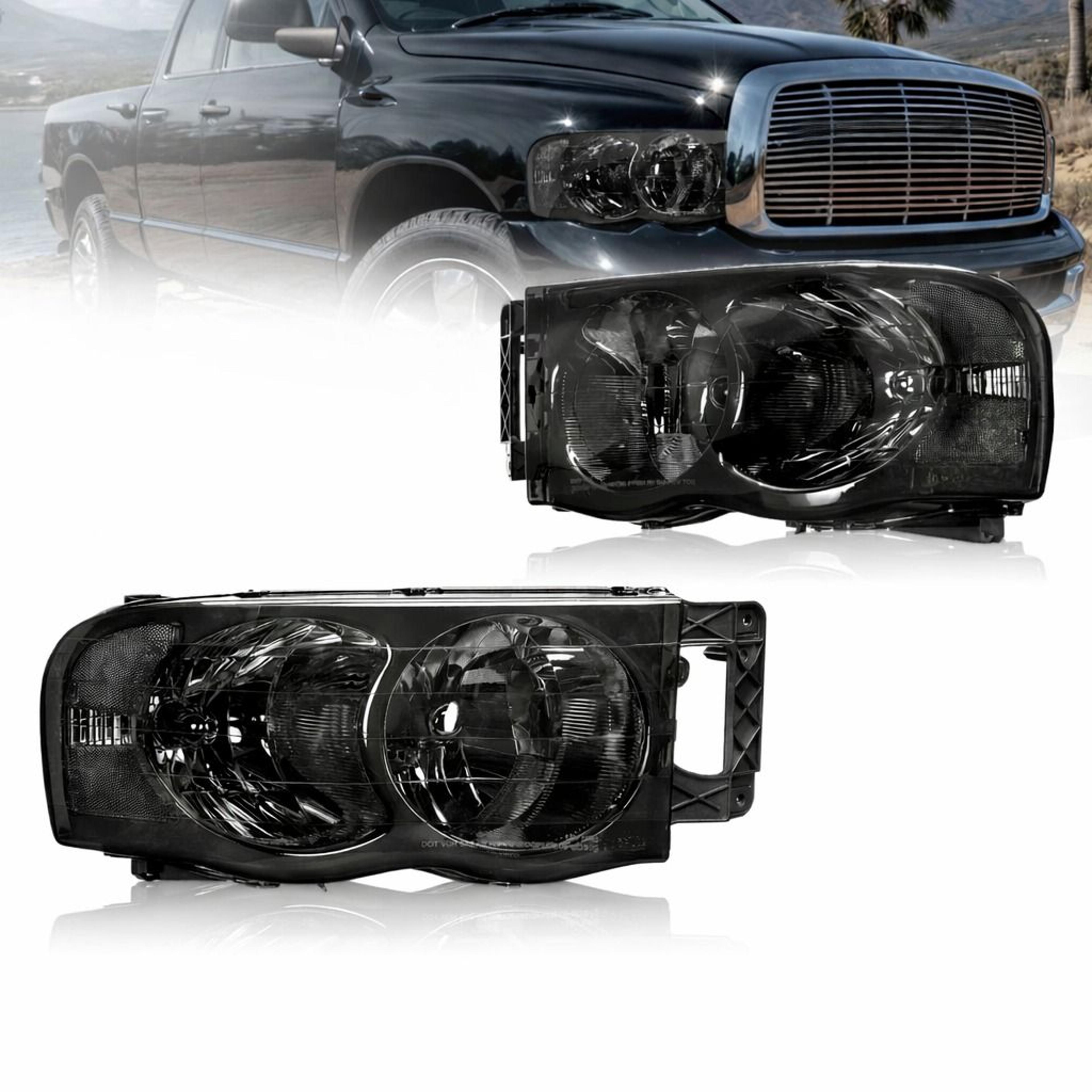 smoke lens chrome headlights assembly for dodge ram