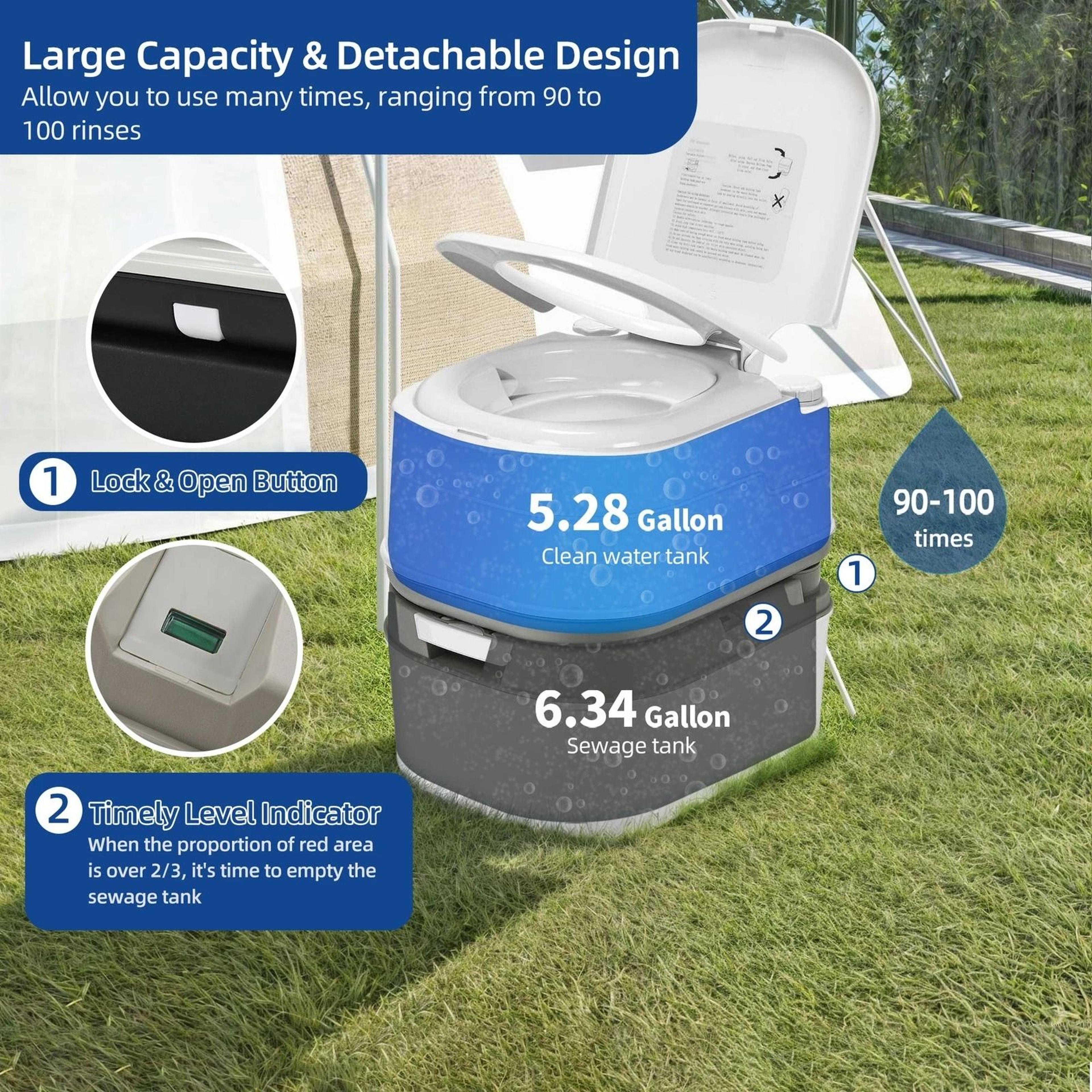 Portable Potty Toilet For Outdoor Camping Travel Mobile Flush Toilet Includes Paper For Convenience 10