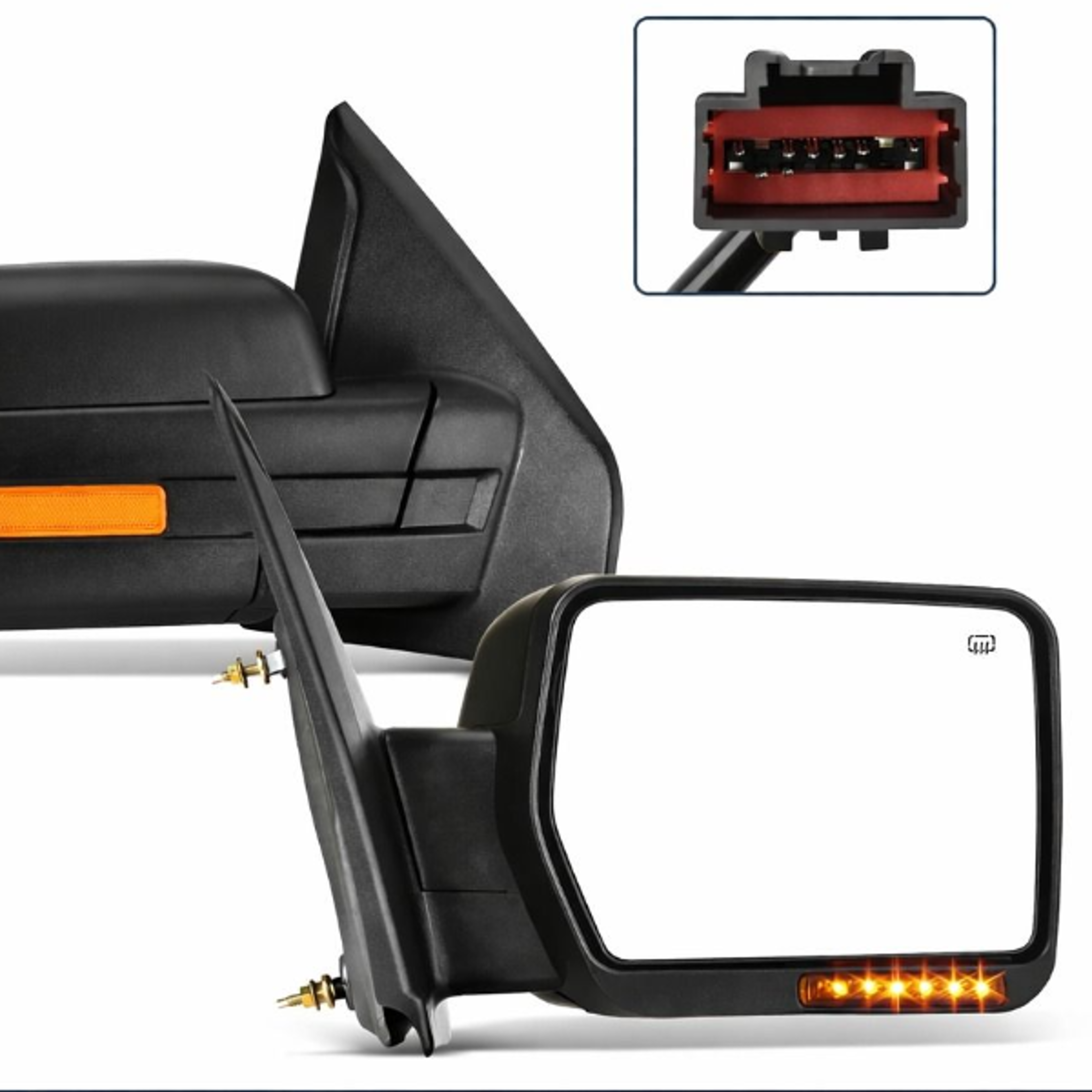 passenger side mirror power heated, amber signal light included