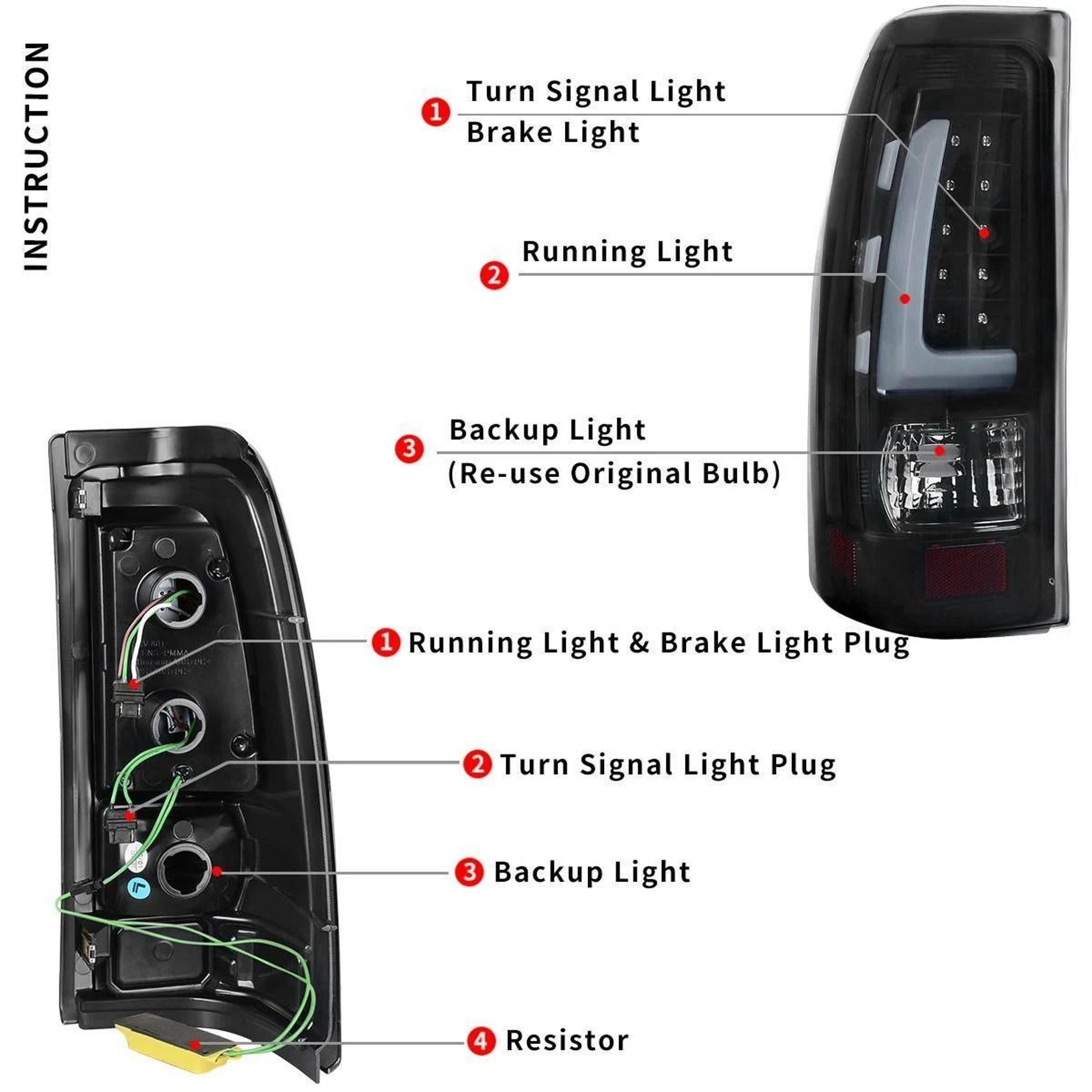 Smoke Black LED Tail Lights For Silverado Sierra Rear Lamp Upgrade 6