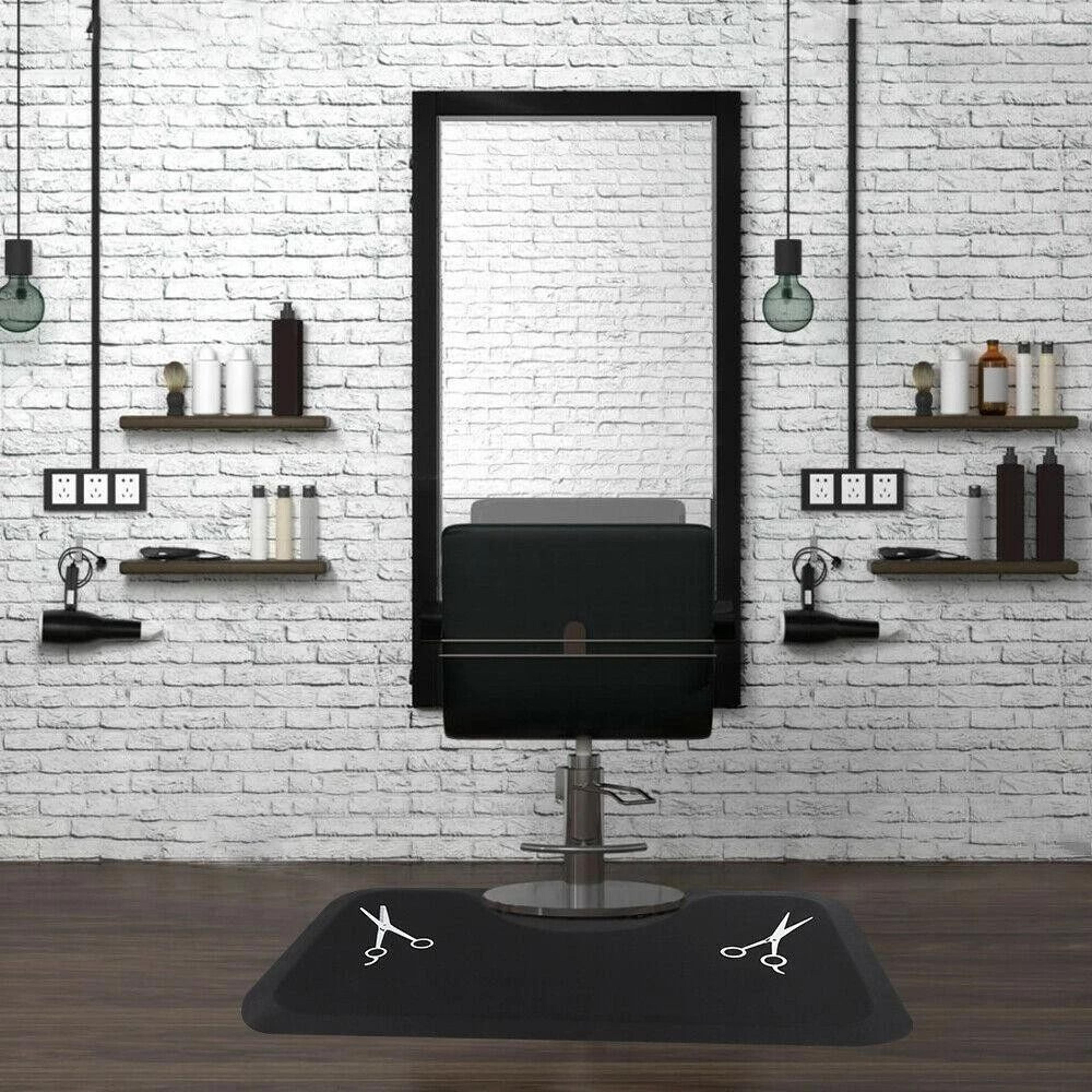 rectangle black anti-fatigue salon mat, thickness, barbershop mat for standing comfort