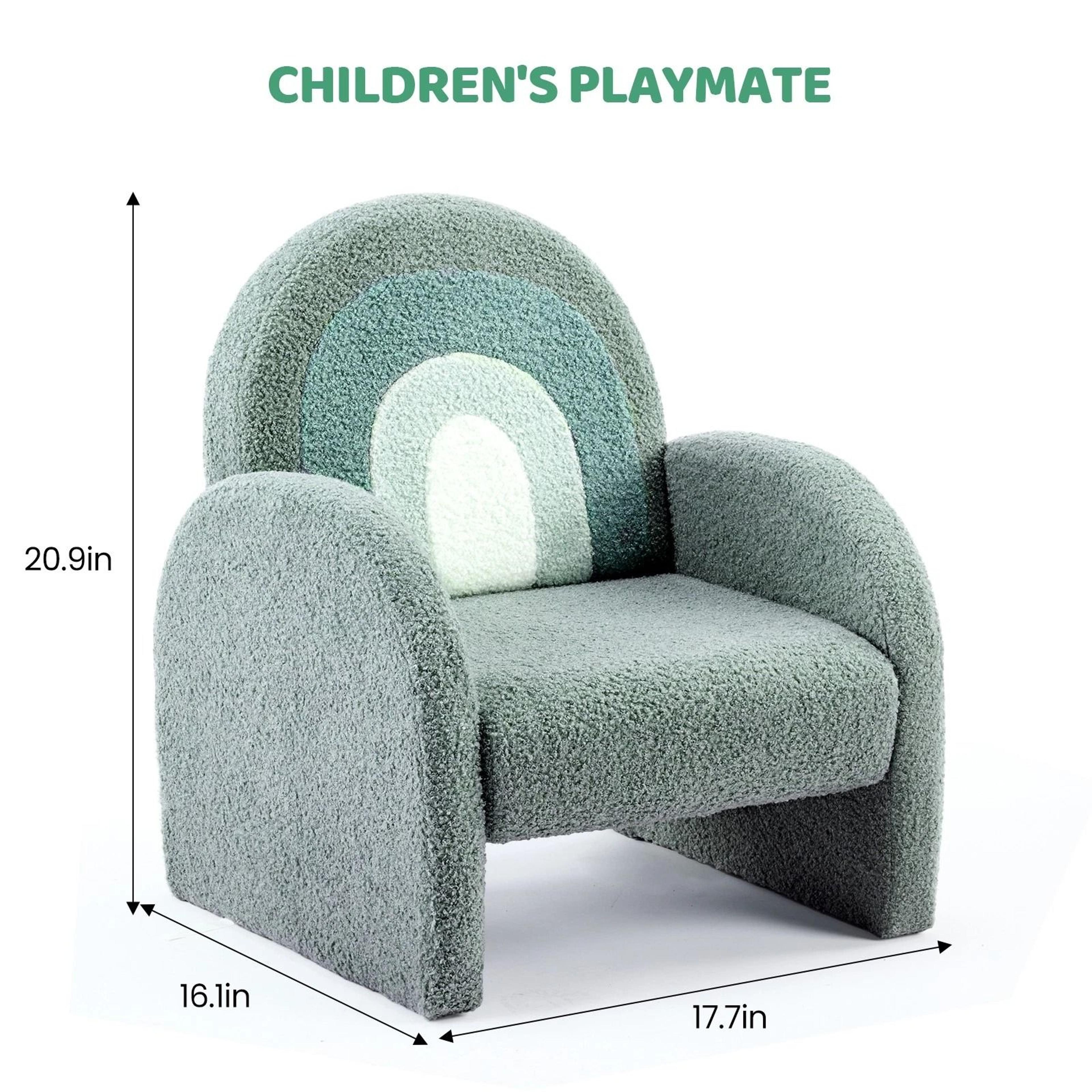AntiTip Toddler Sofa For Playroom Teddy Fleece Kids Chair With Solid Wood Legs 10