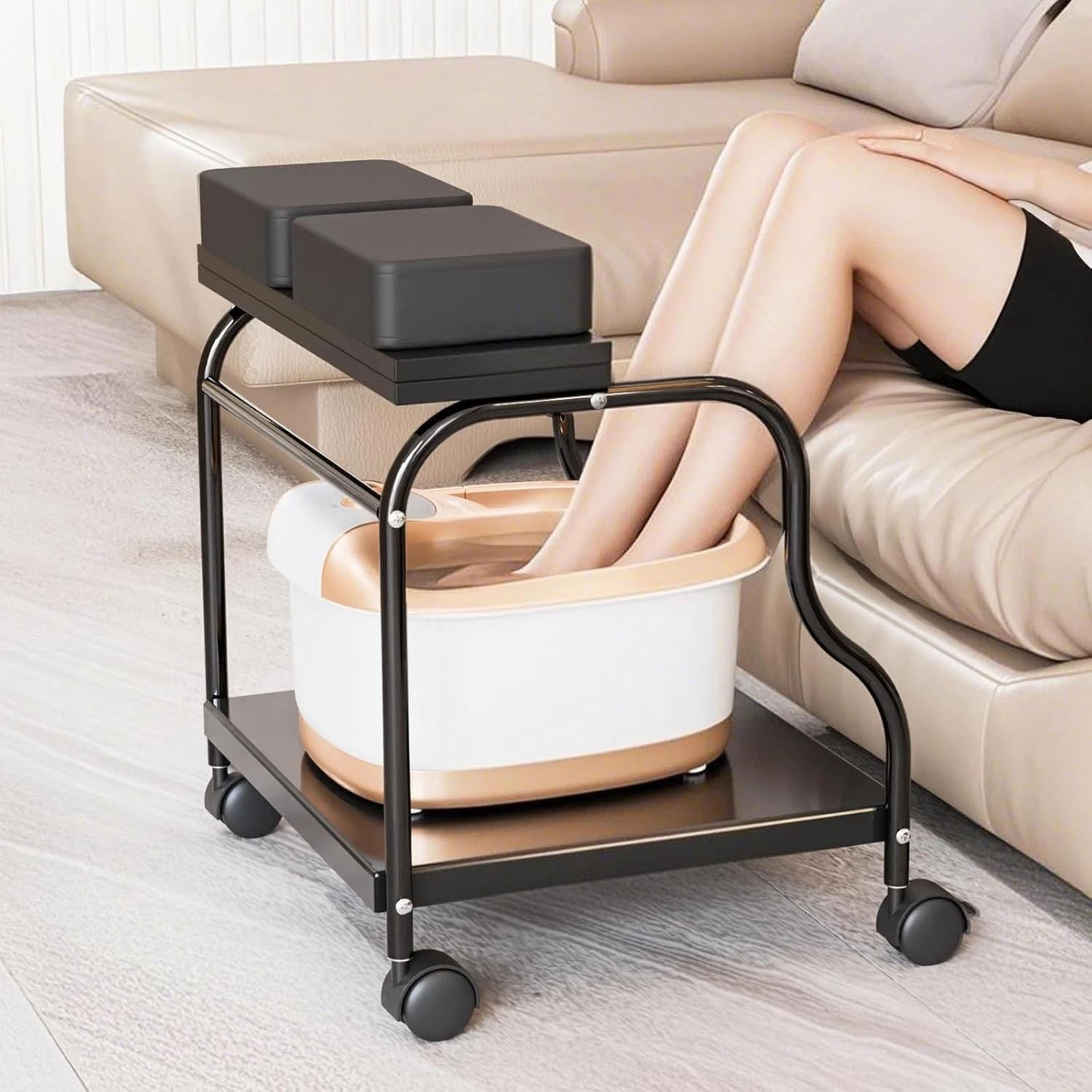 portable salon nail esthetician rolling cart, pedicure cart foot bath trolley, professional spa cart