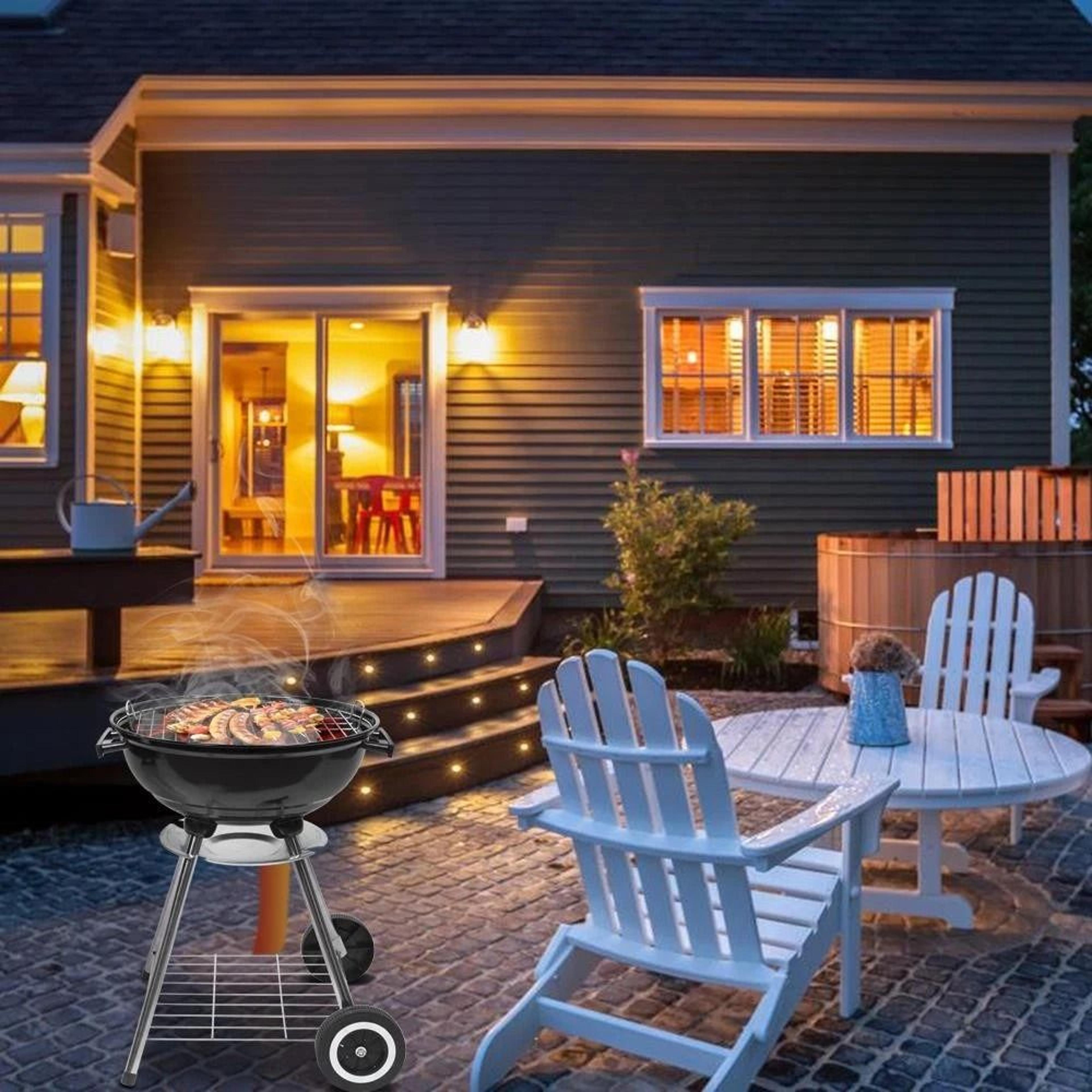 Galvanized Steel Charcoal Grill Apple Shaped Premium Grill High Quality Black Patio Cooker 1
