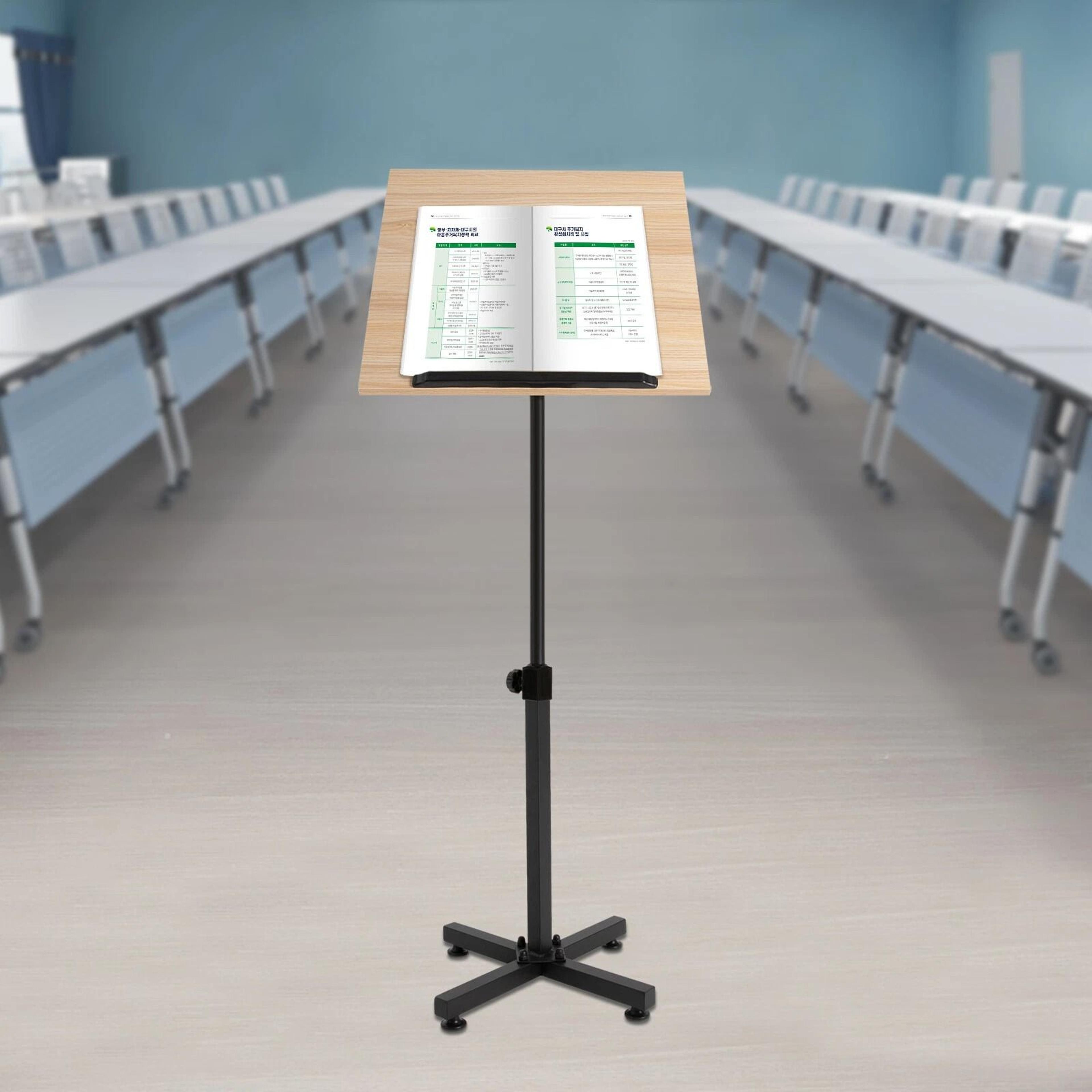 Tilting Brown Podium Stand Lectern Conference Pulpit Tablet Laptop Table 10