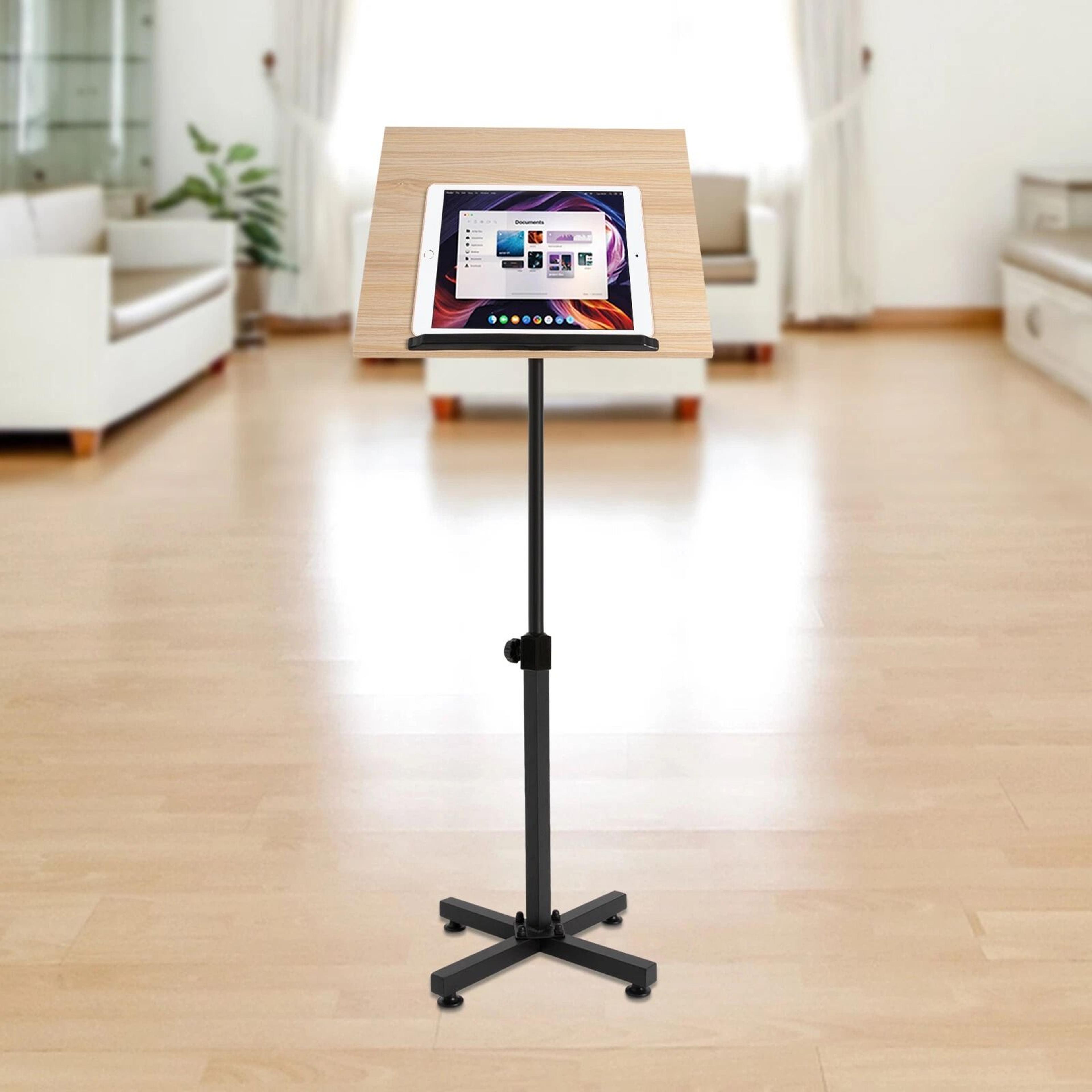 Tilting Brown Podium Stand Lectern Conference Pulpit Tablet Laptop Table 13