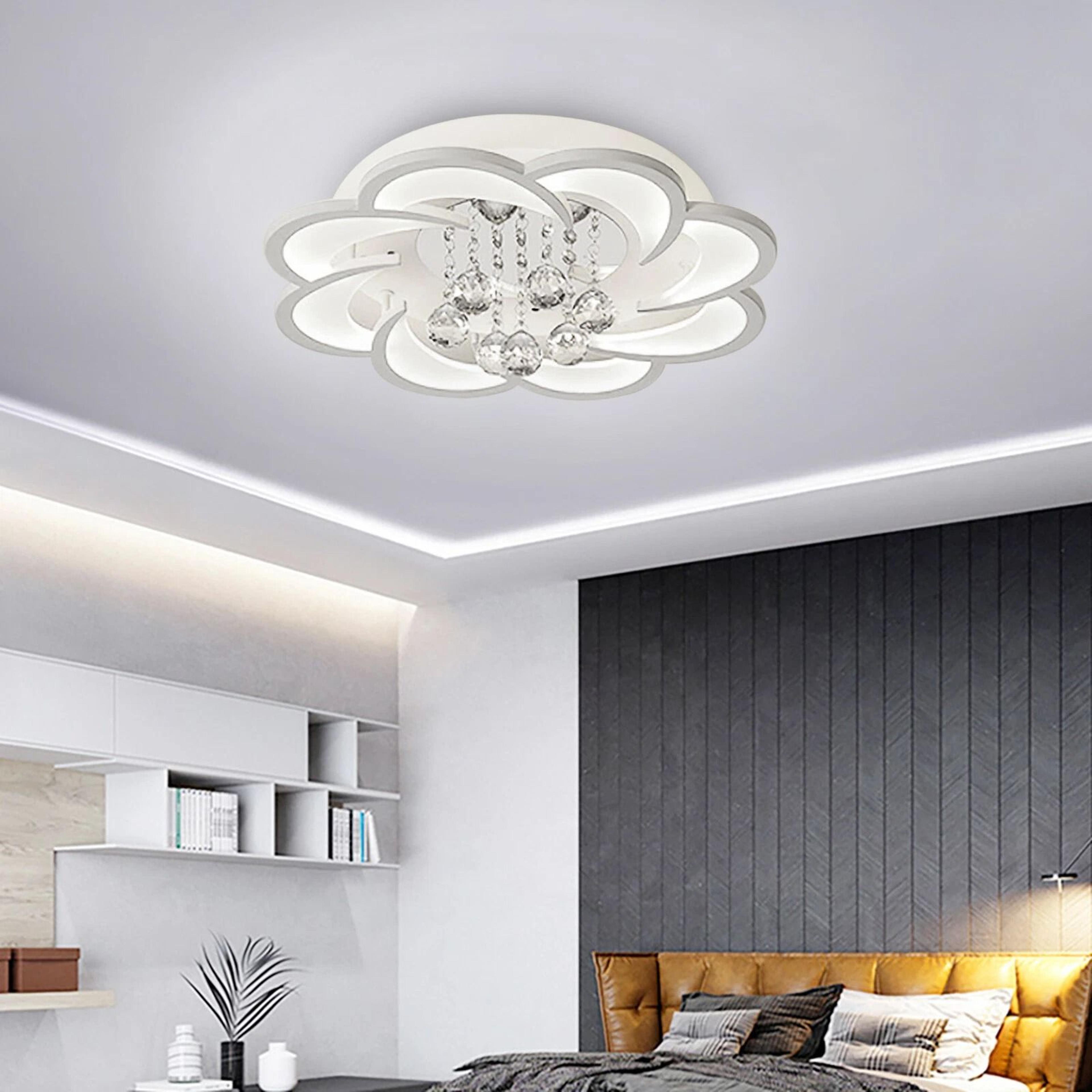 crystal flower shaped chandelier lamp fixture, modern acrylic led ceiling light