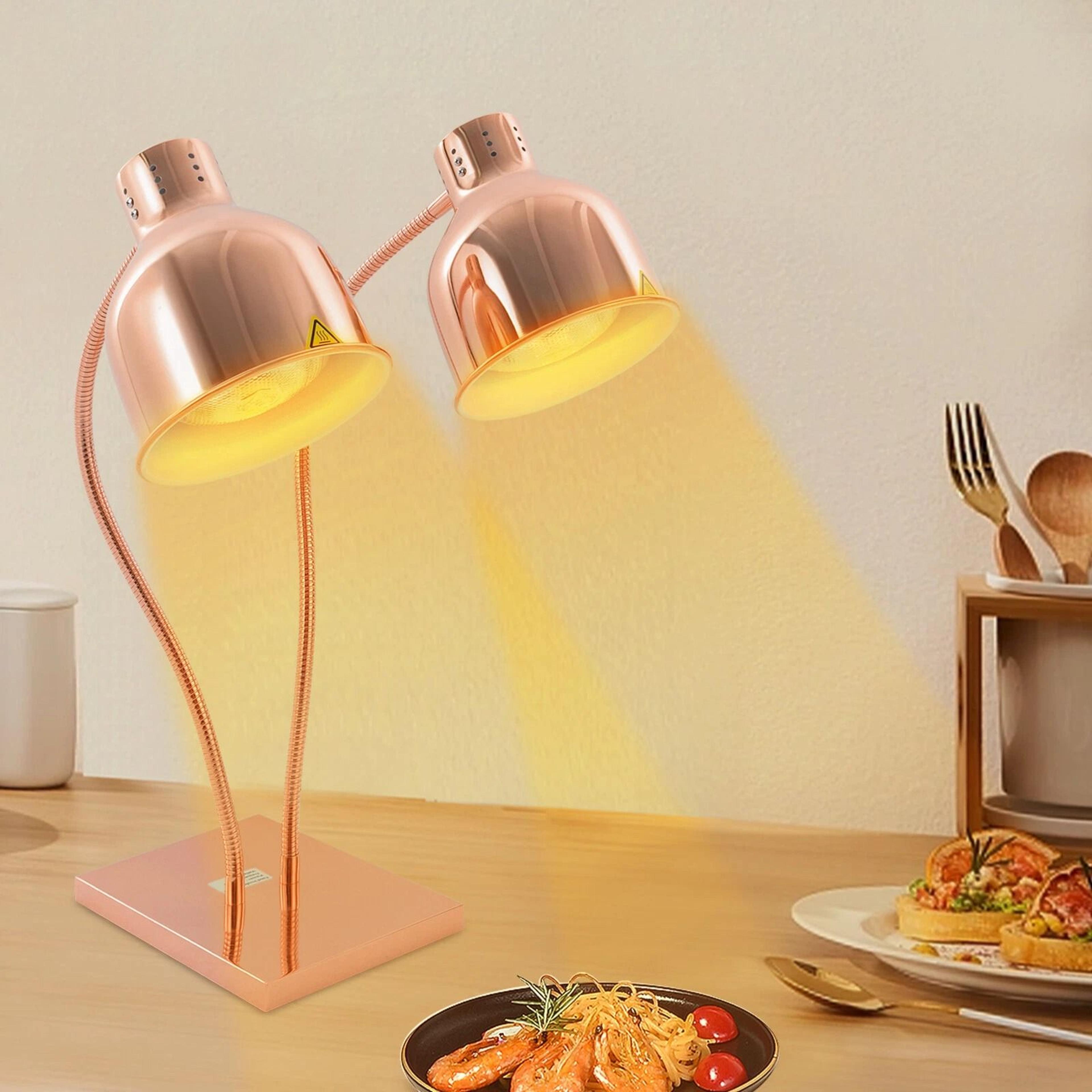 2-head food warming lamp gold, tabletop food insulation lamp, food warmer