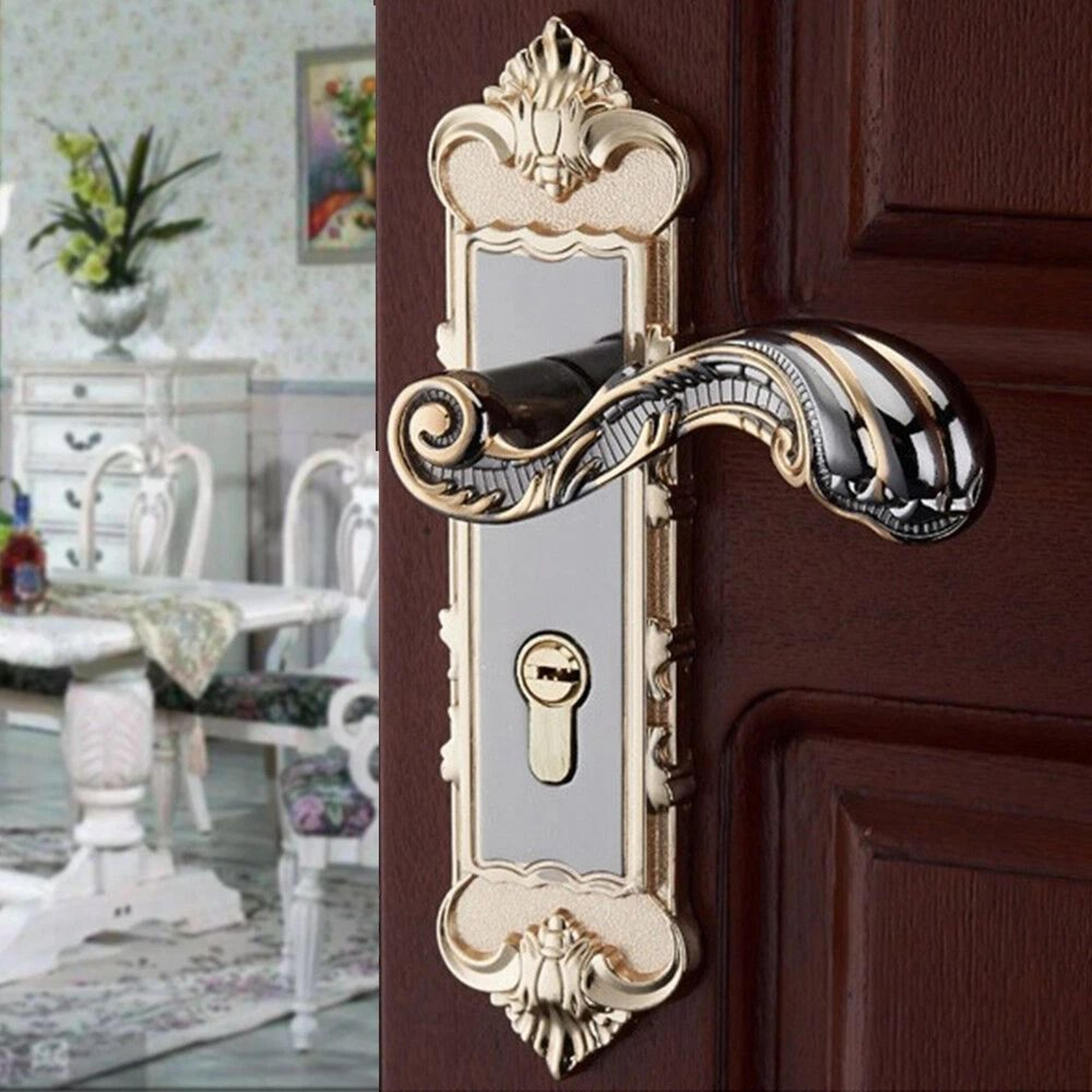 antique euro security entry lever door lockset, dual knob with keys