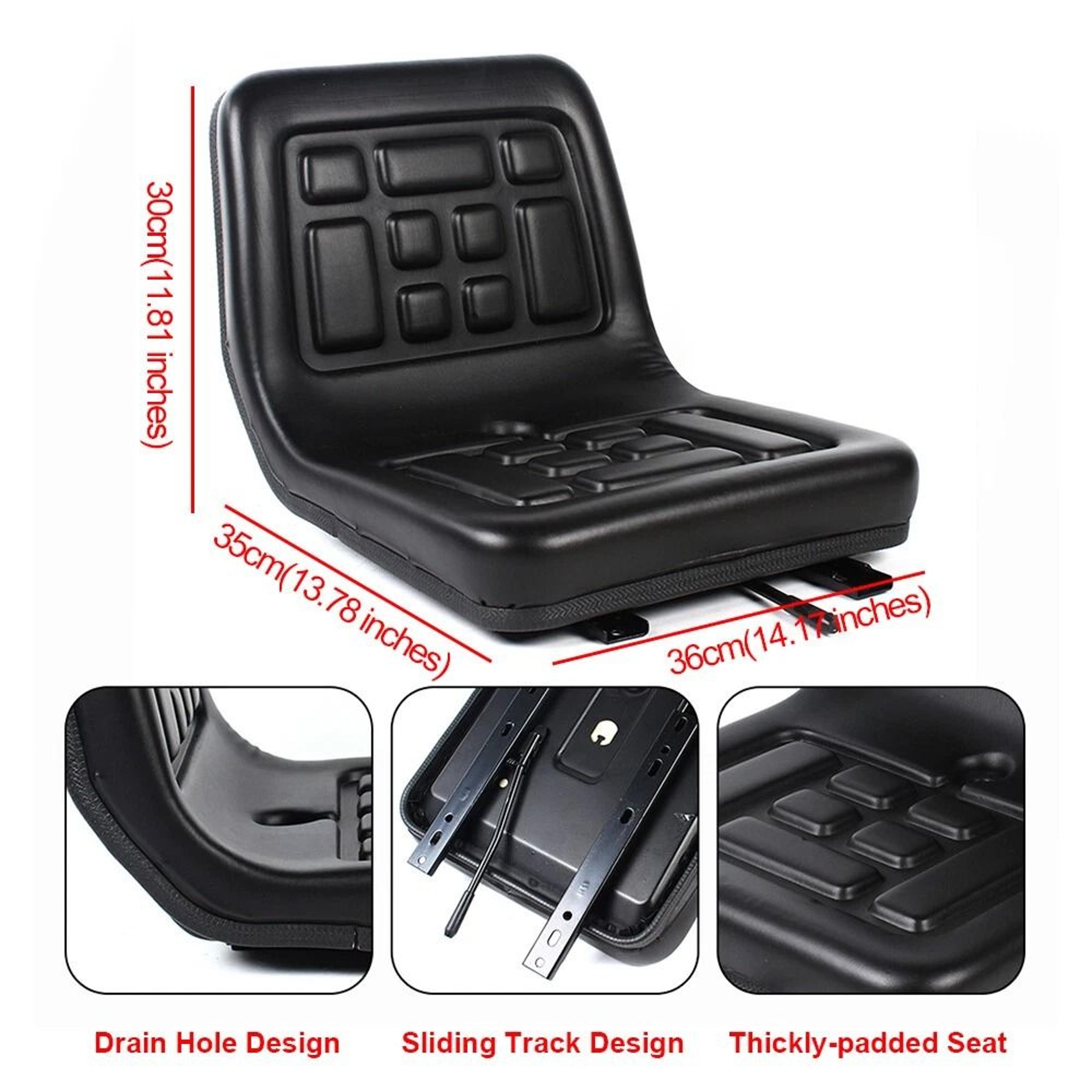 Black Tractor Seat With Brackets For Mower Dumper Digger Universal Compact Fit 5