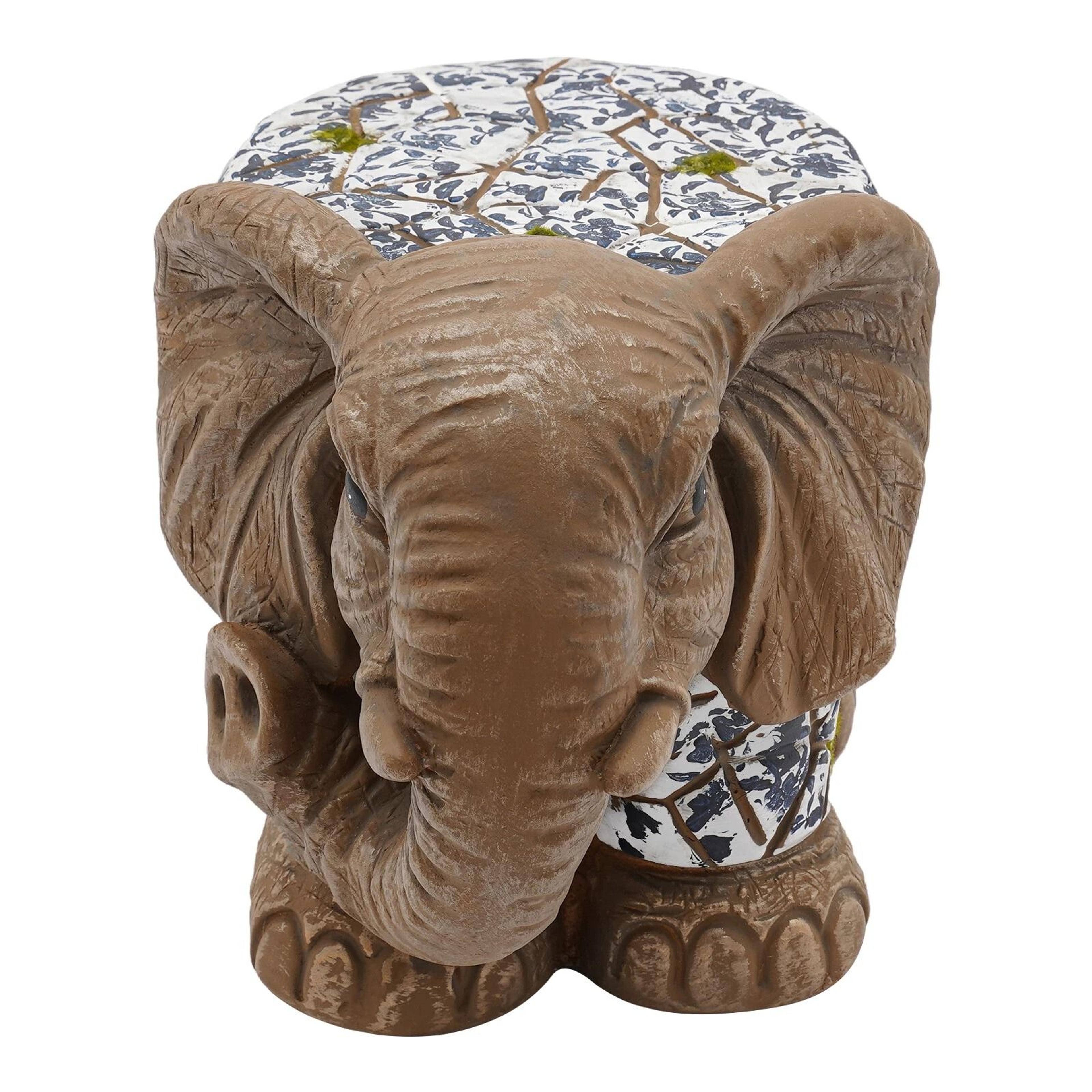 Brown Decorative Magnesium Oxide Elephant Garden Stool For Home Decor 7