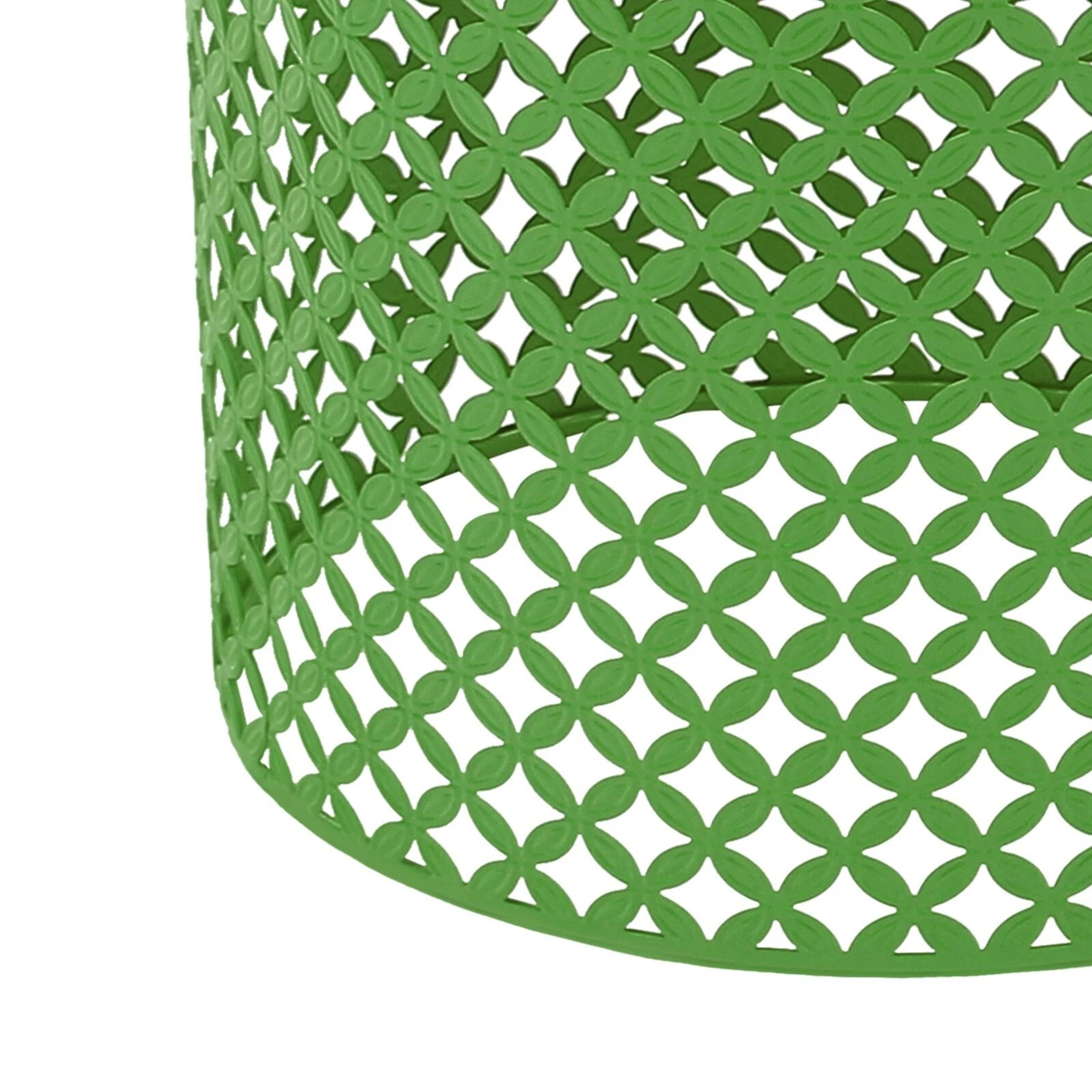 Accent Table With Modern Openwork Pattern Green Side Table Metal Frame 1