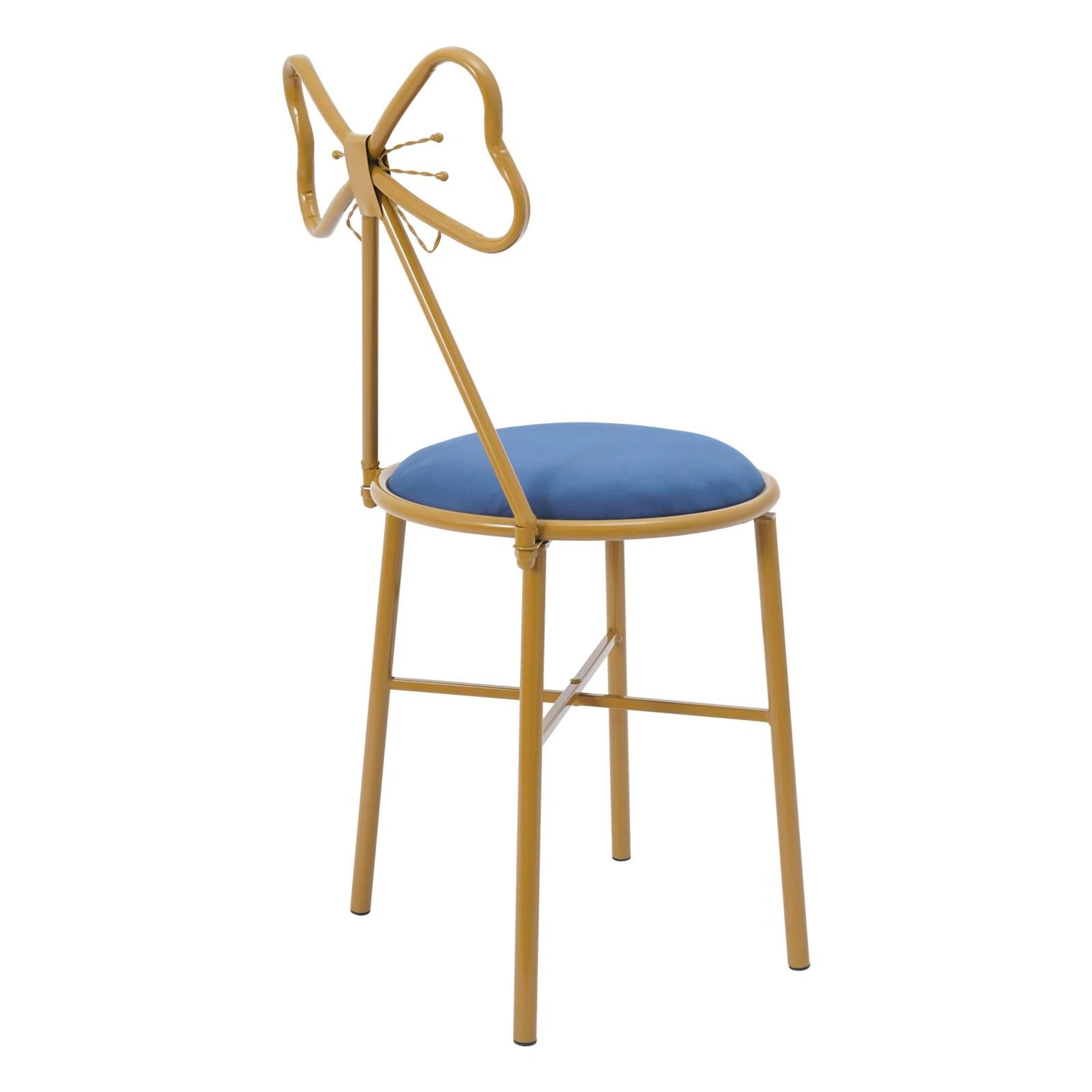 Velvet Backrest Chair  Elegant Butterfly Vanity  Dining Stool 5