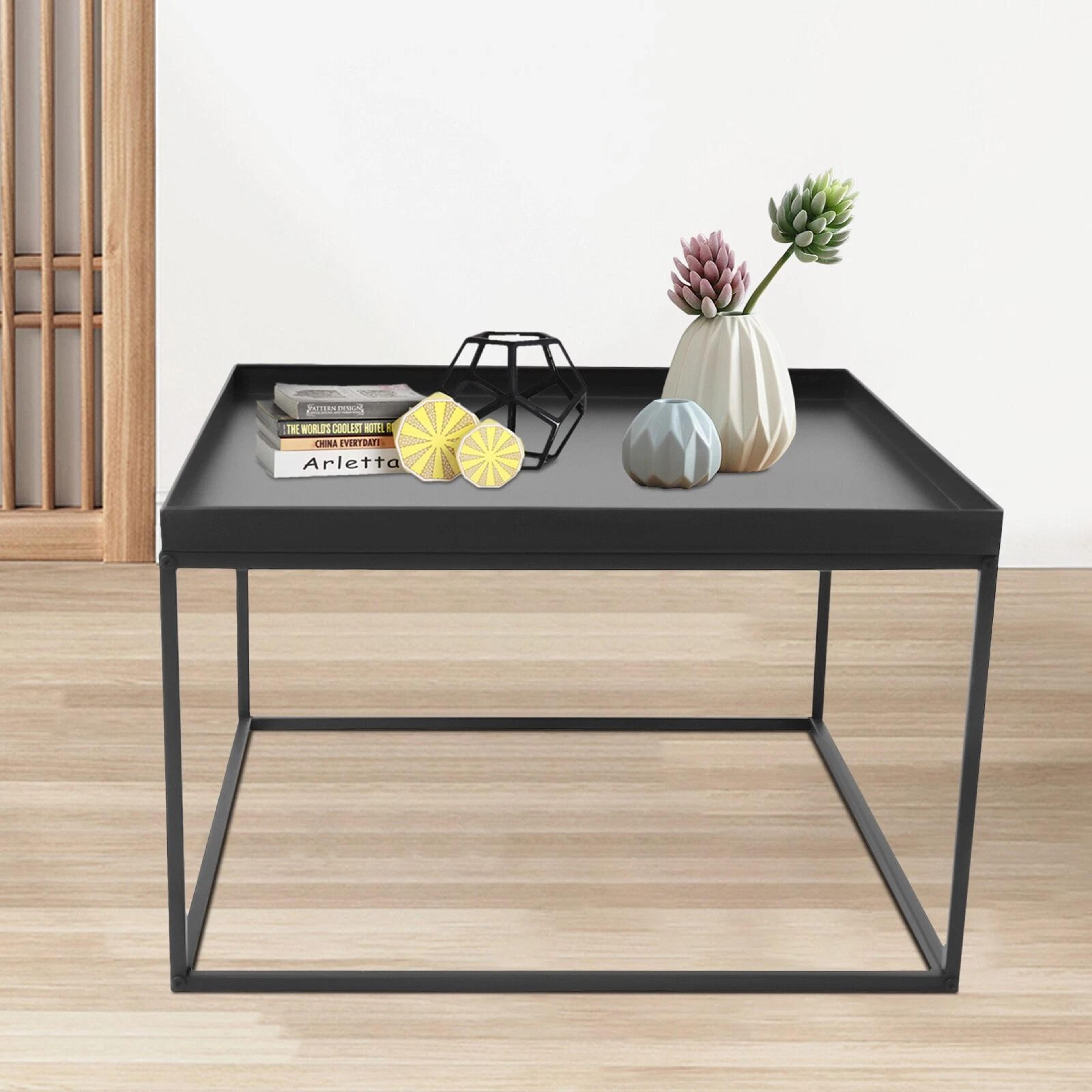 end table/side table for home office, metal square coffee table matt black