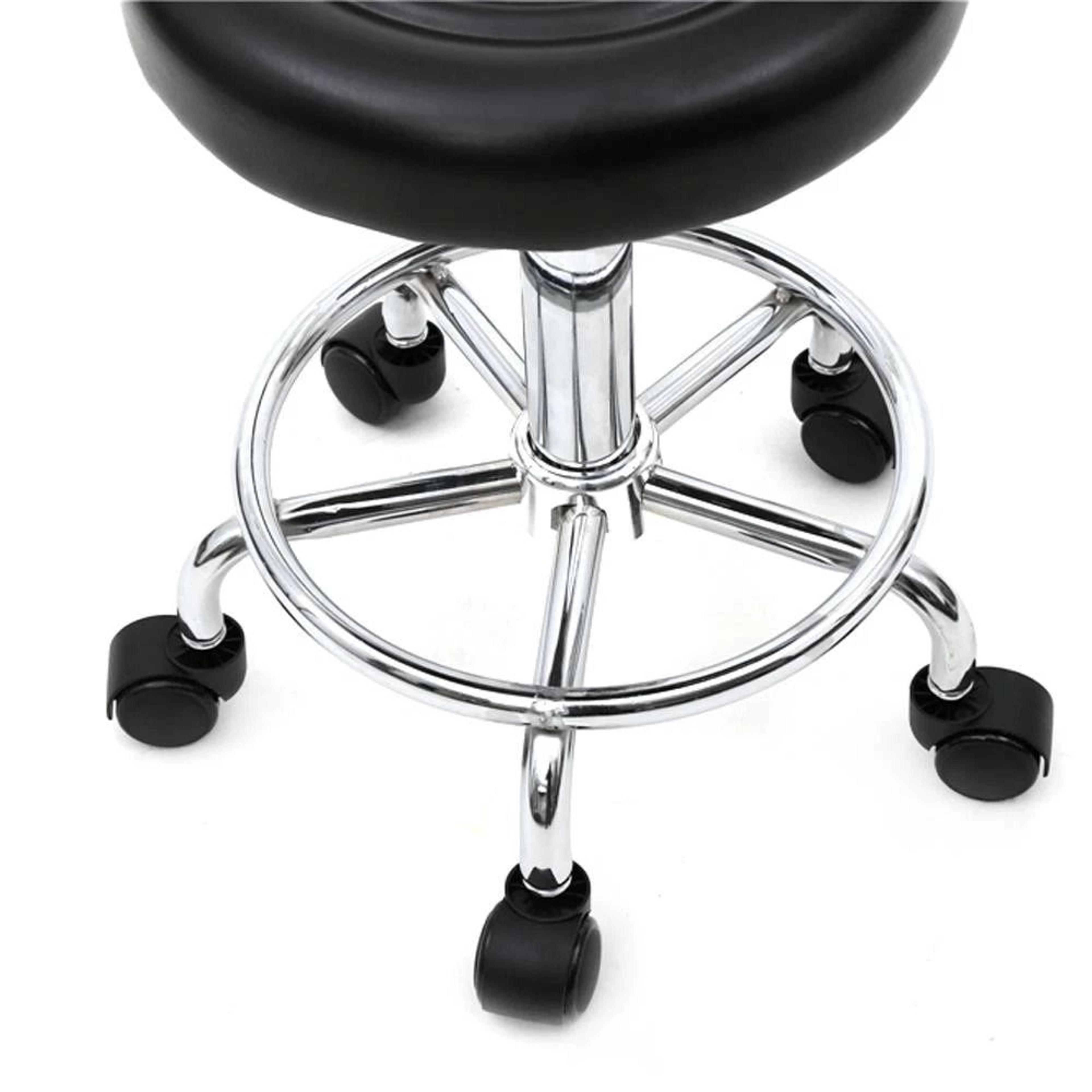 Swivel Salon Stool Chair With Adjustable Hydraulic Backrest And Rolling Wheels 2