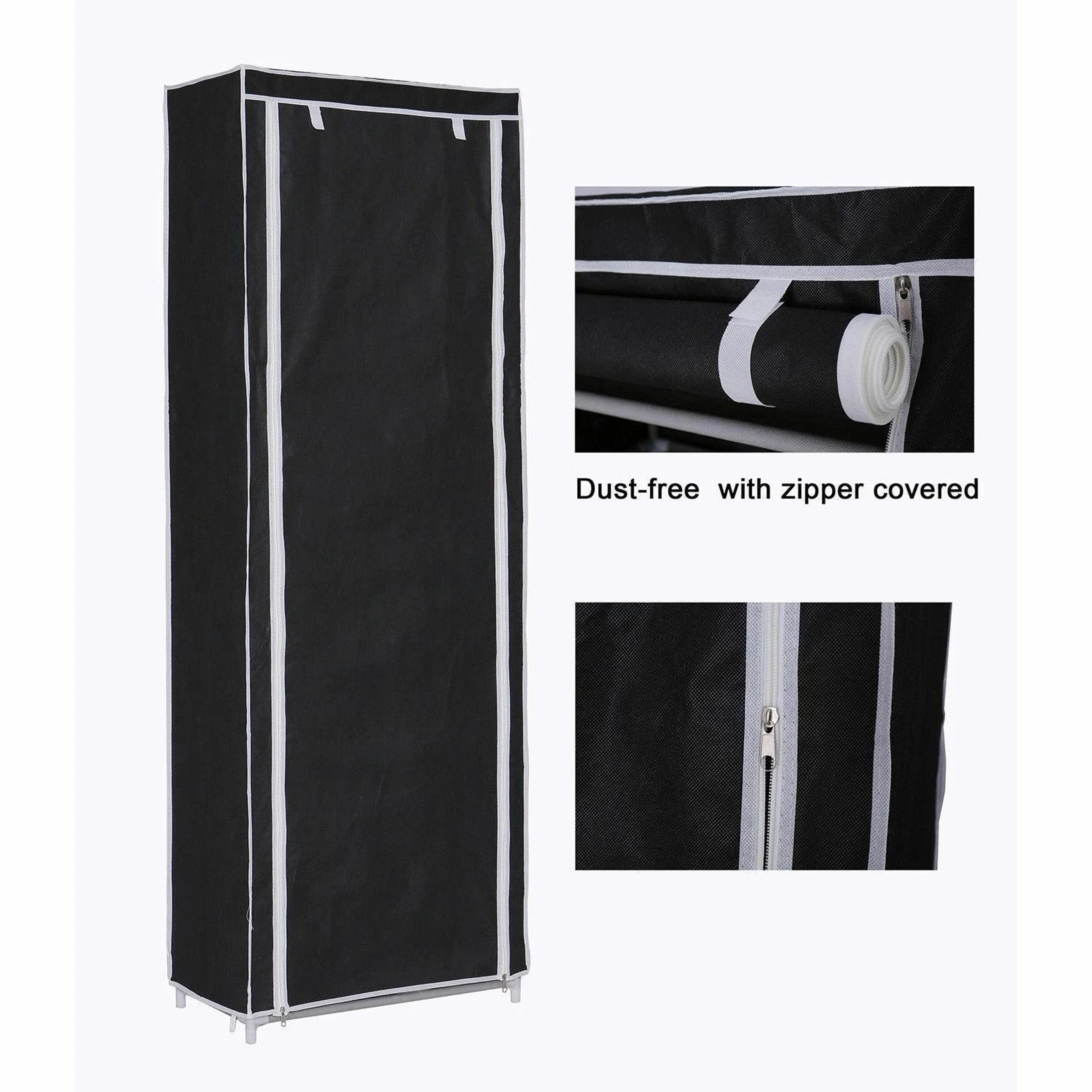 9 Tier Shoe Rack Shelf Black Closet Cabinet With Cover Standing Storage 4