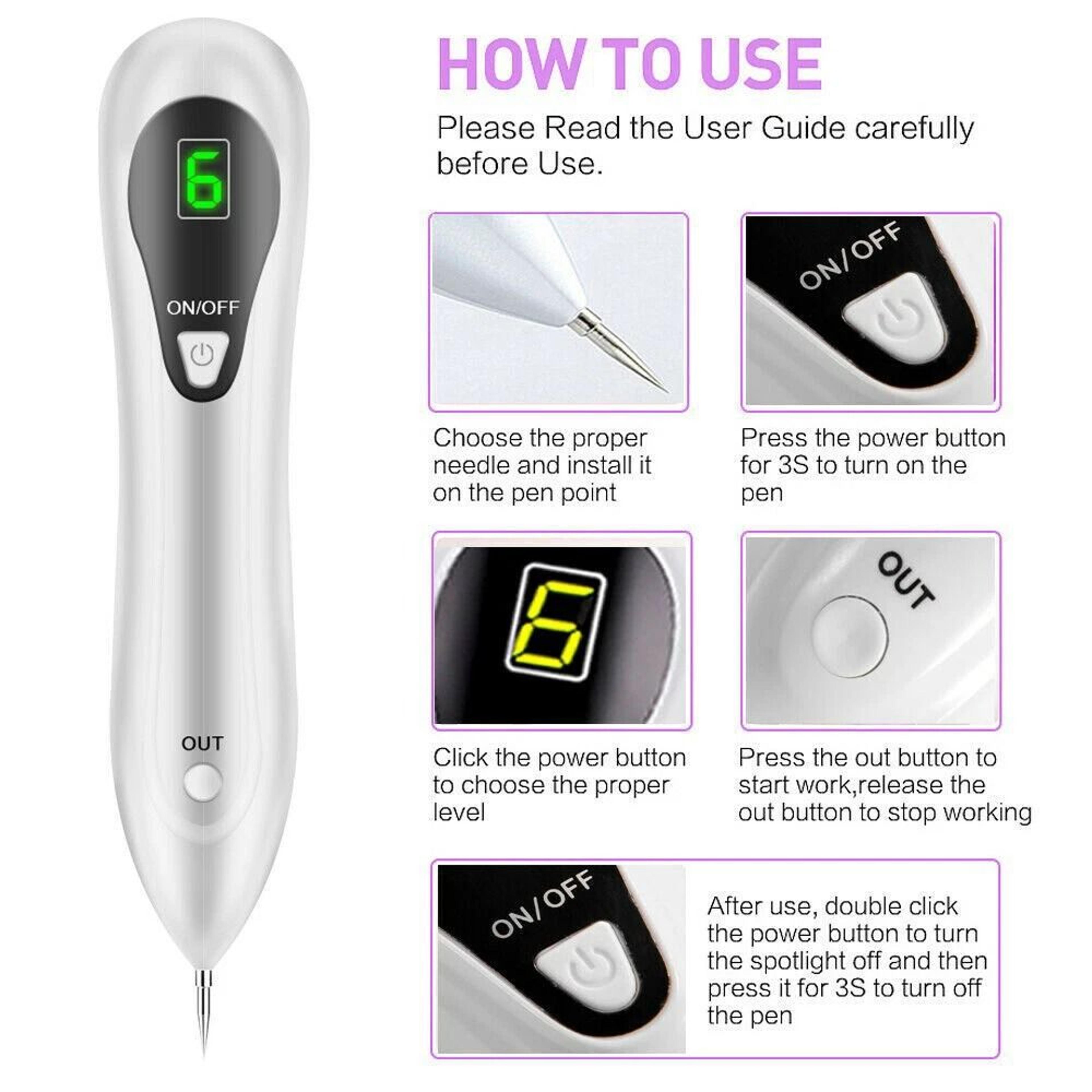 Mole Removal Electric Laser Plasma Pen For Skin Tags Dark Spots And Tattoos 7