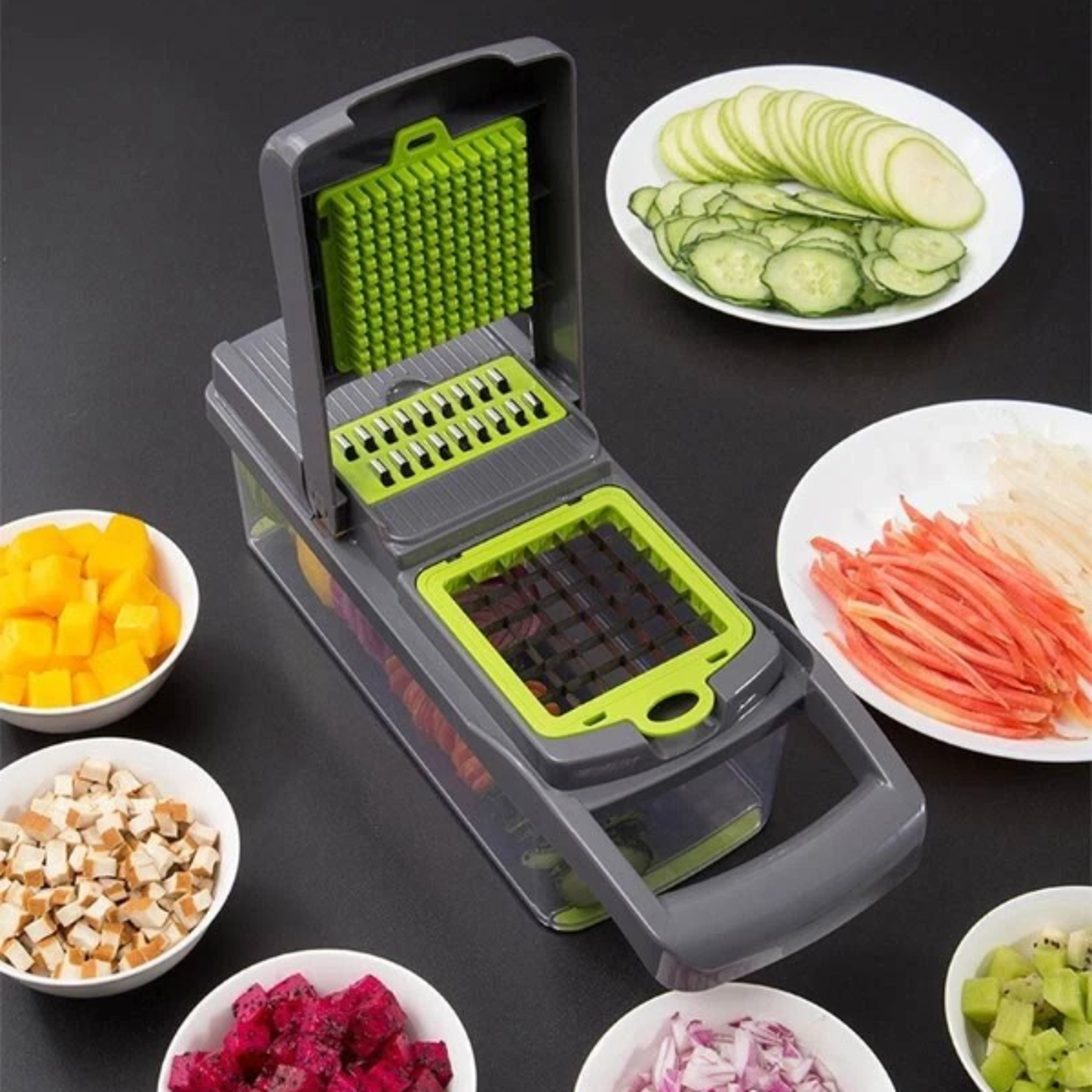 multi-function 15-in-1 vegetable fruit chopper, veggie dicer, slicer, cutter for kitchen