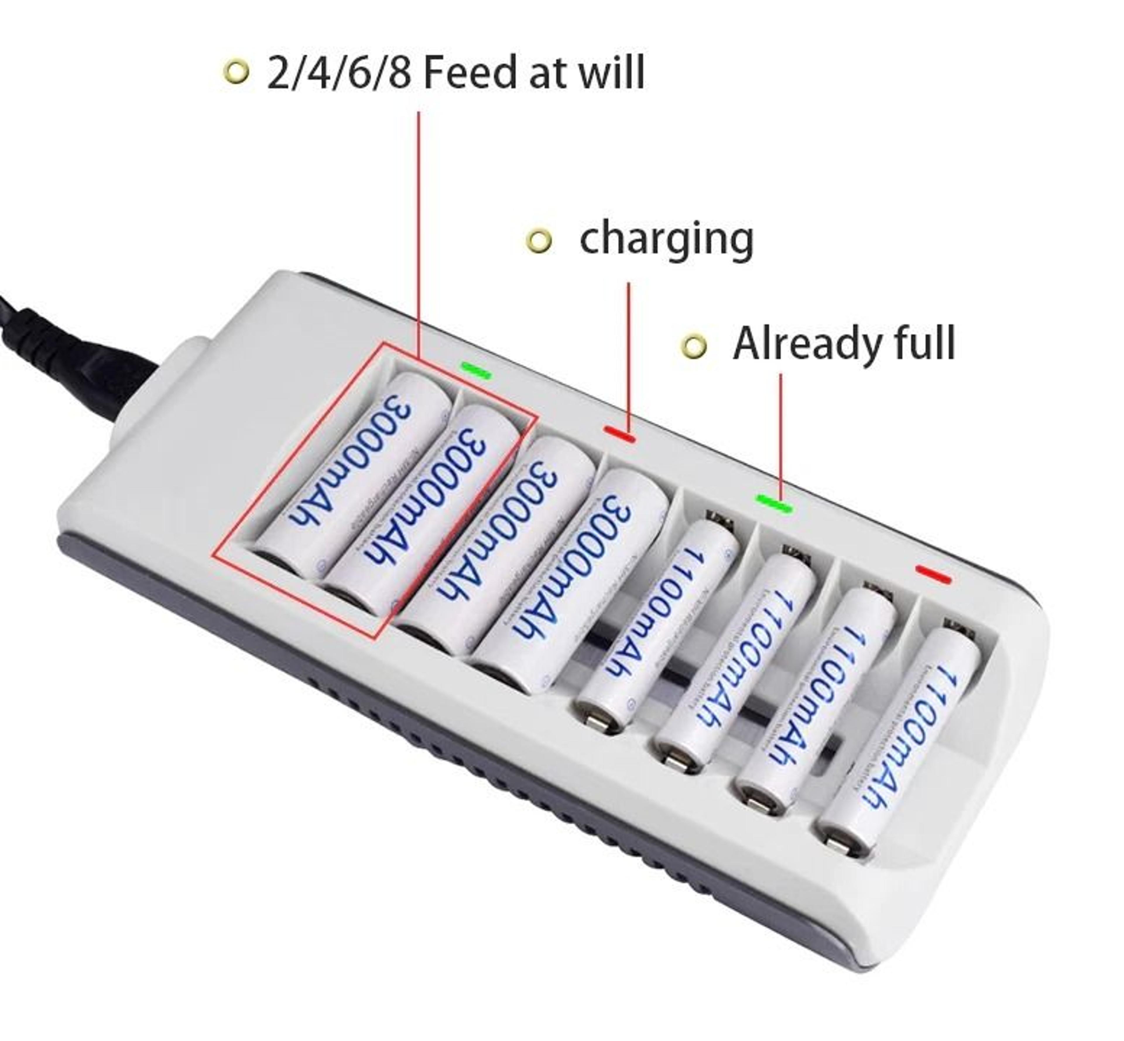 Fast Charge 8 Slot Battery Charger For NiMH NiCD AA AAA Rechargeable Batteries 11
