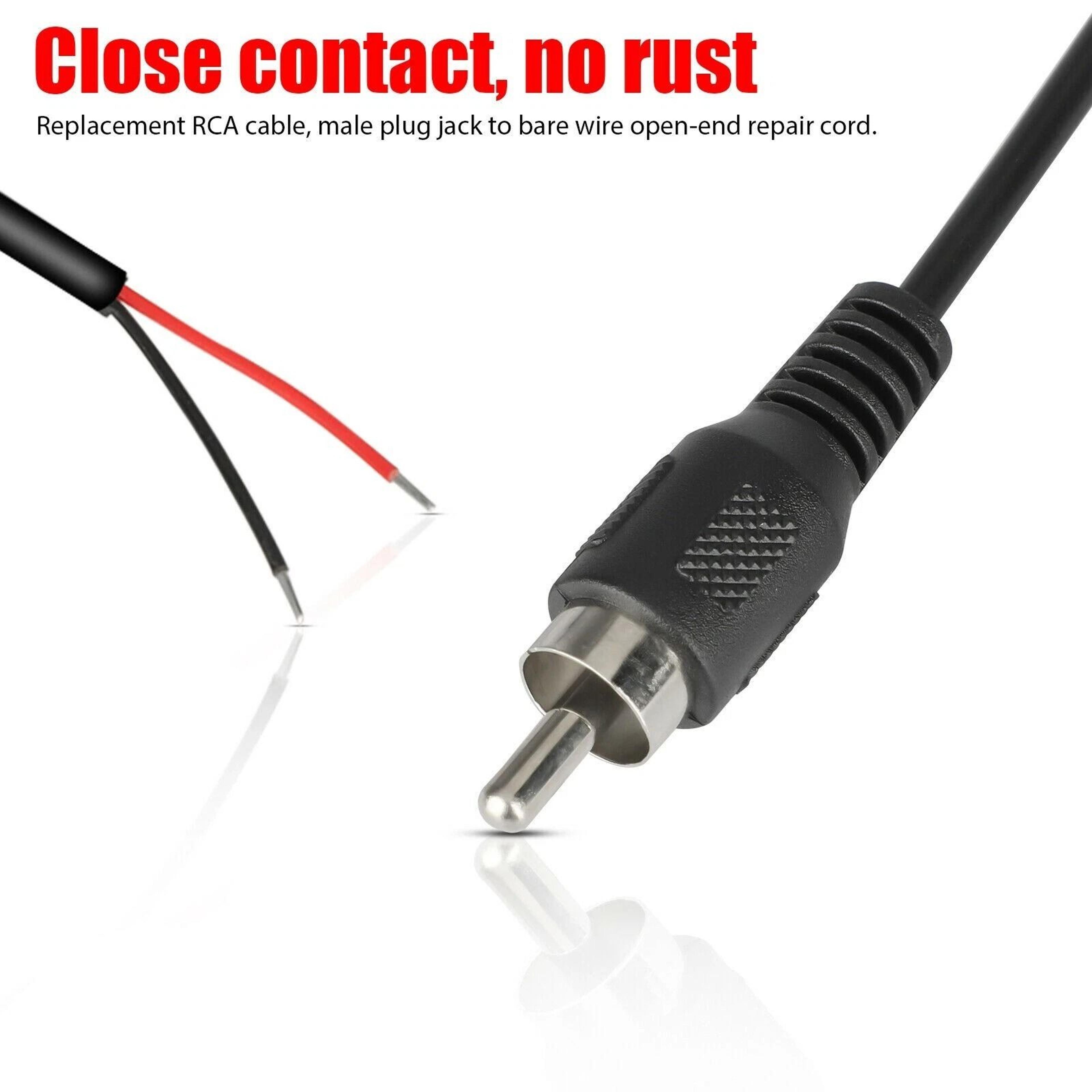 Bare Wire Audio Speaker Subwoofer HDTV Cable Cord RCA Male Plug To Adapter Connector 6