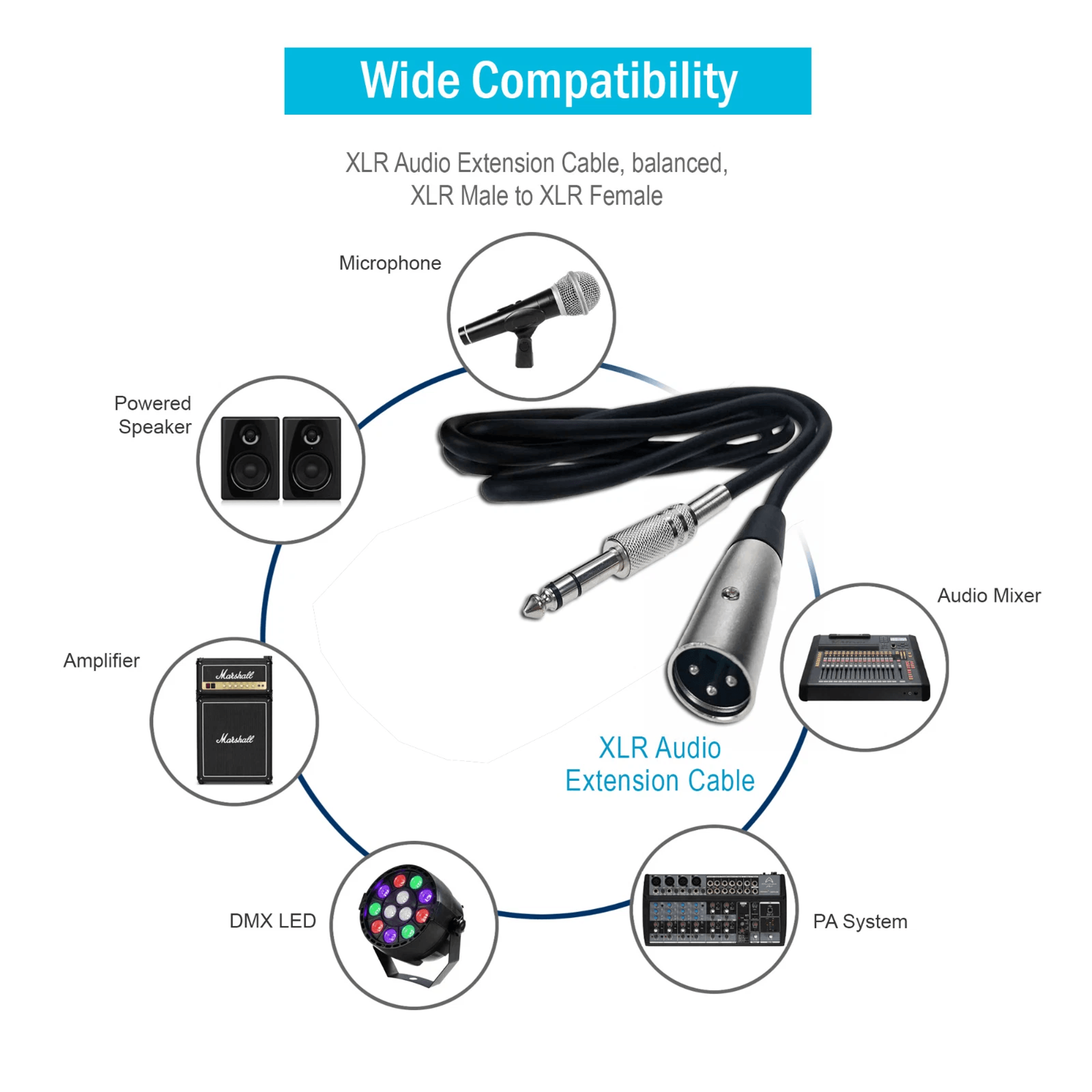 Plug TS Microphone Mono Cable Unbalanced Shielded Audio XLR 3 Pin Male To Adapter Lead 9